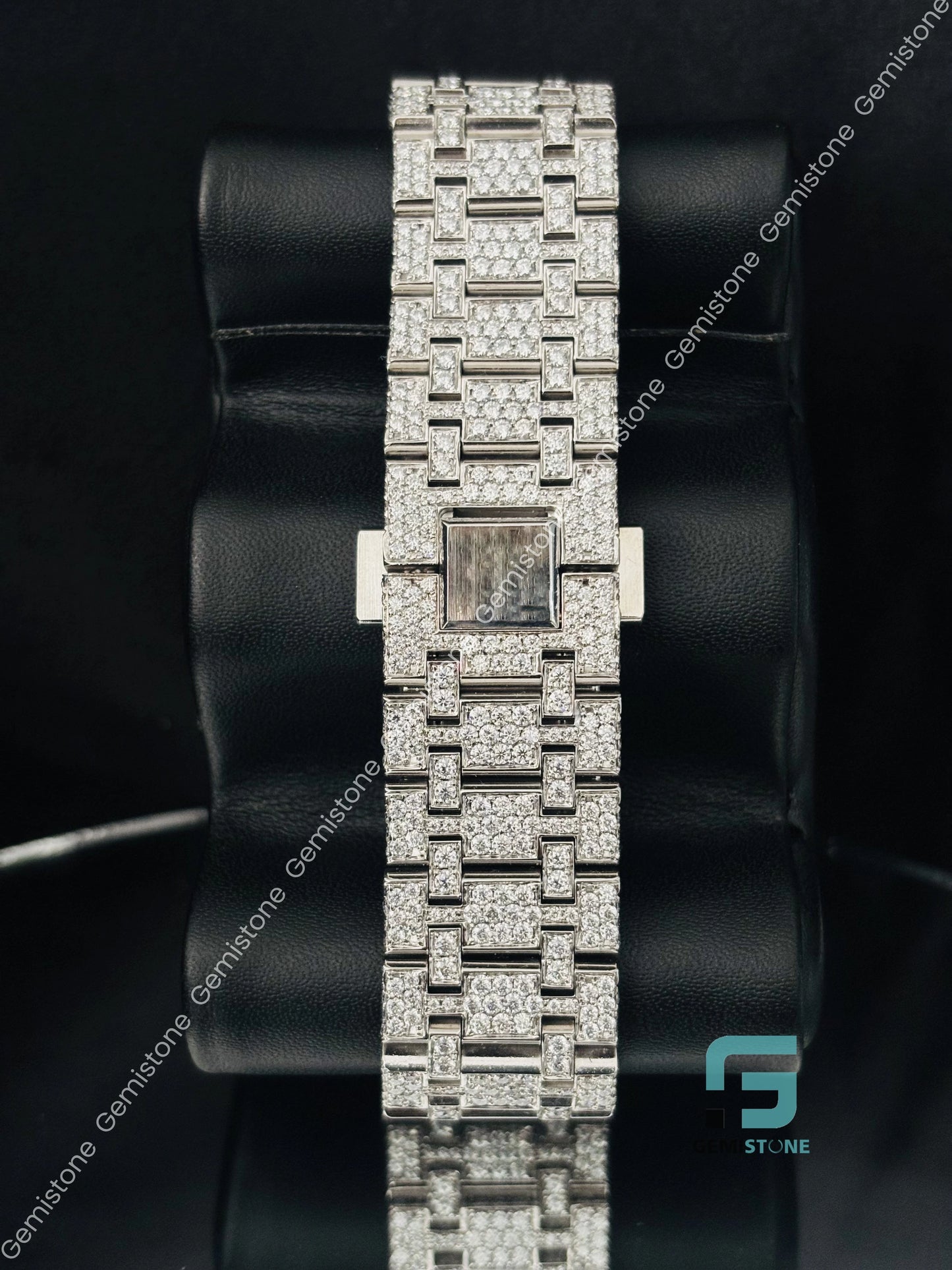 Stainless Steel Bust Down Hip Hop Bling Bling Moissanite Watch