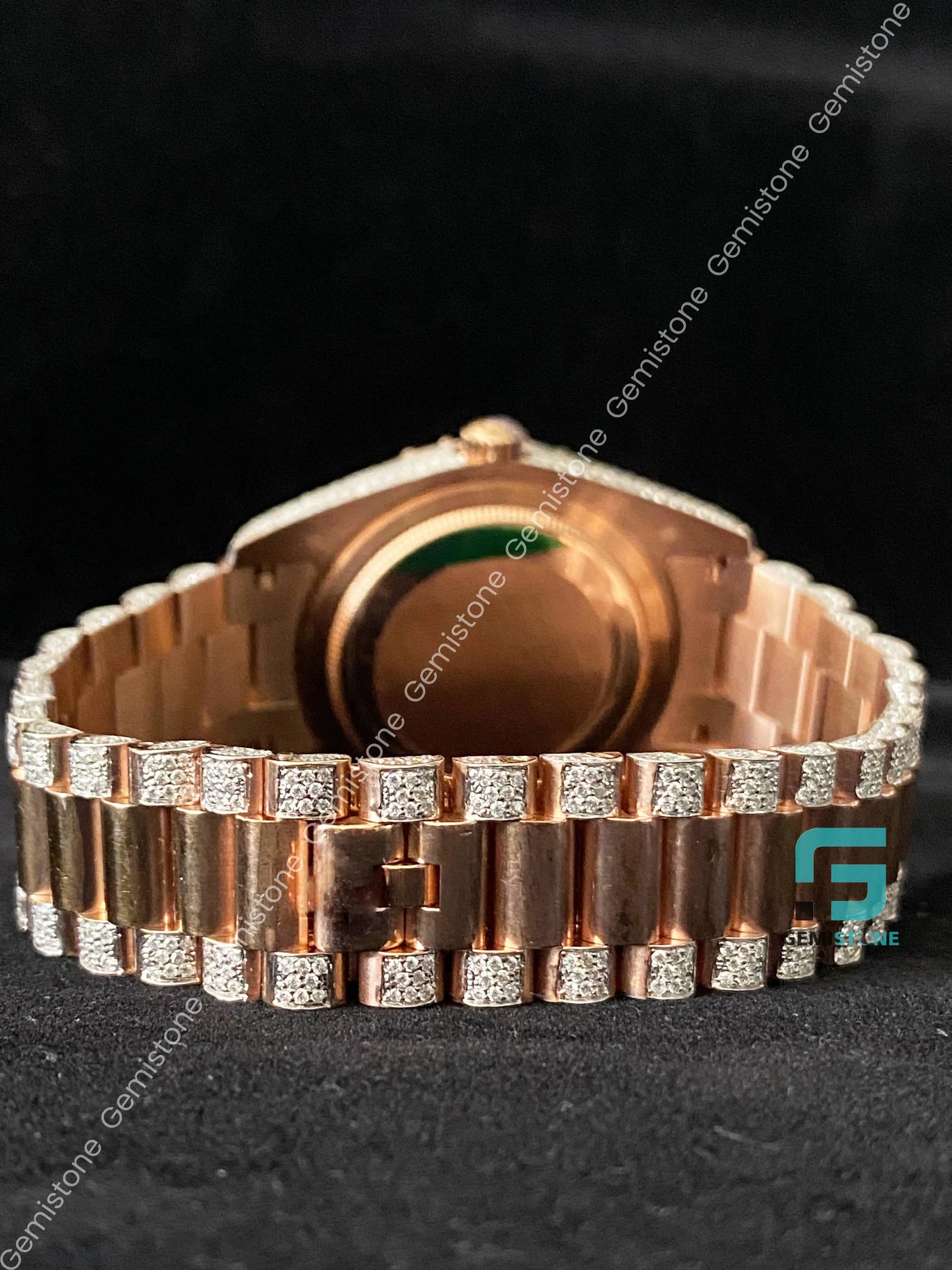 41MM Chocolate Dial Roman Numerals Bezel Dial Diamond Moissanite Watch
