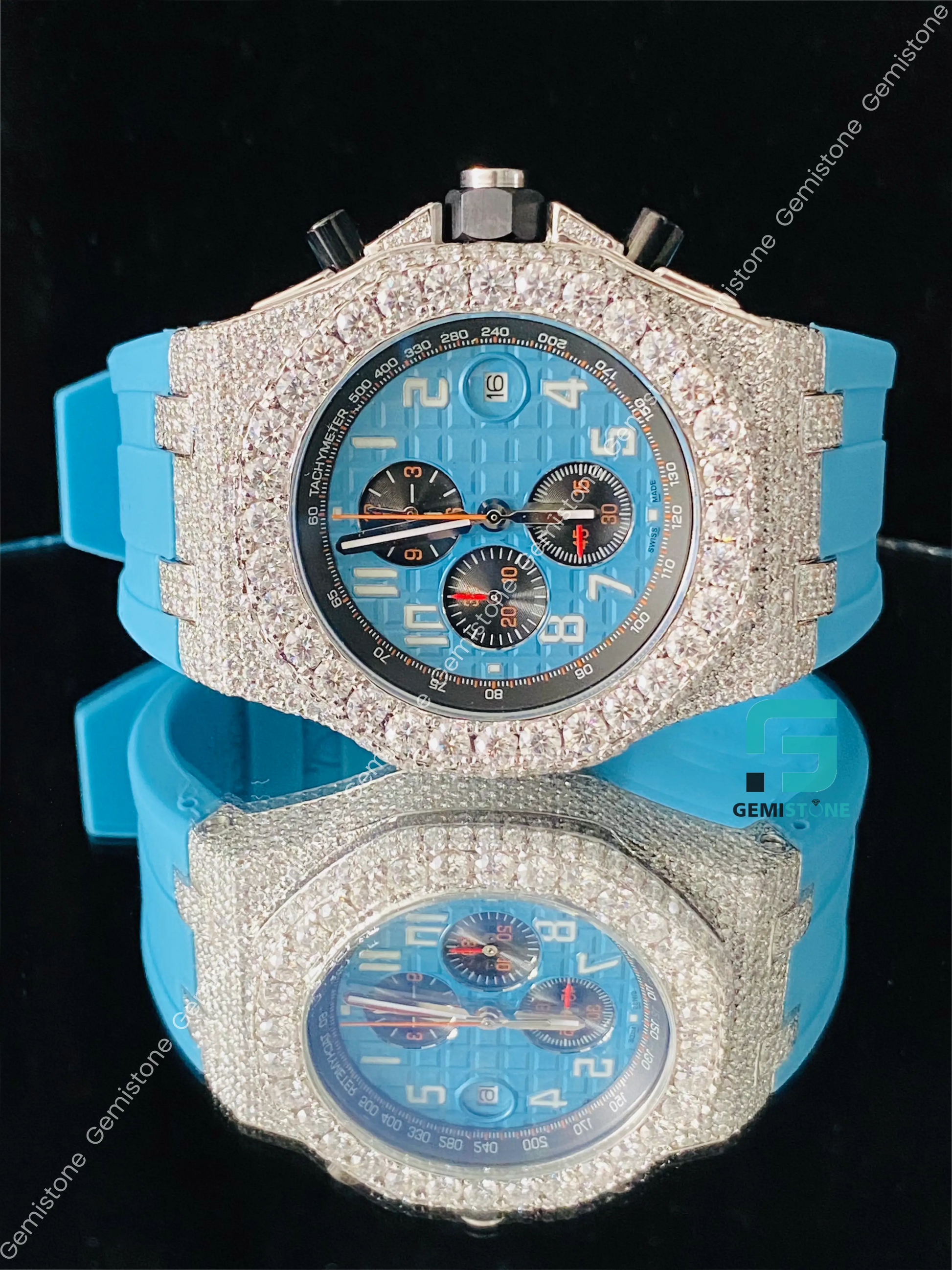 Stainless Steel Moissanite Diamond Watch For Men