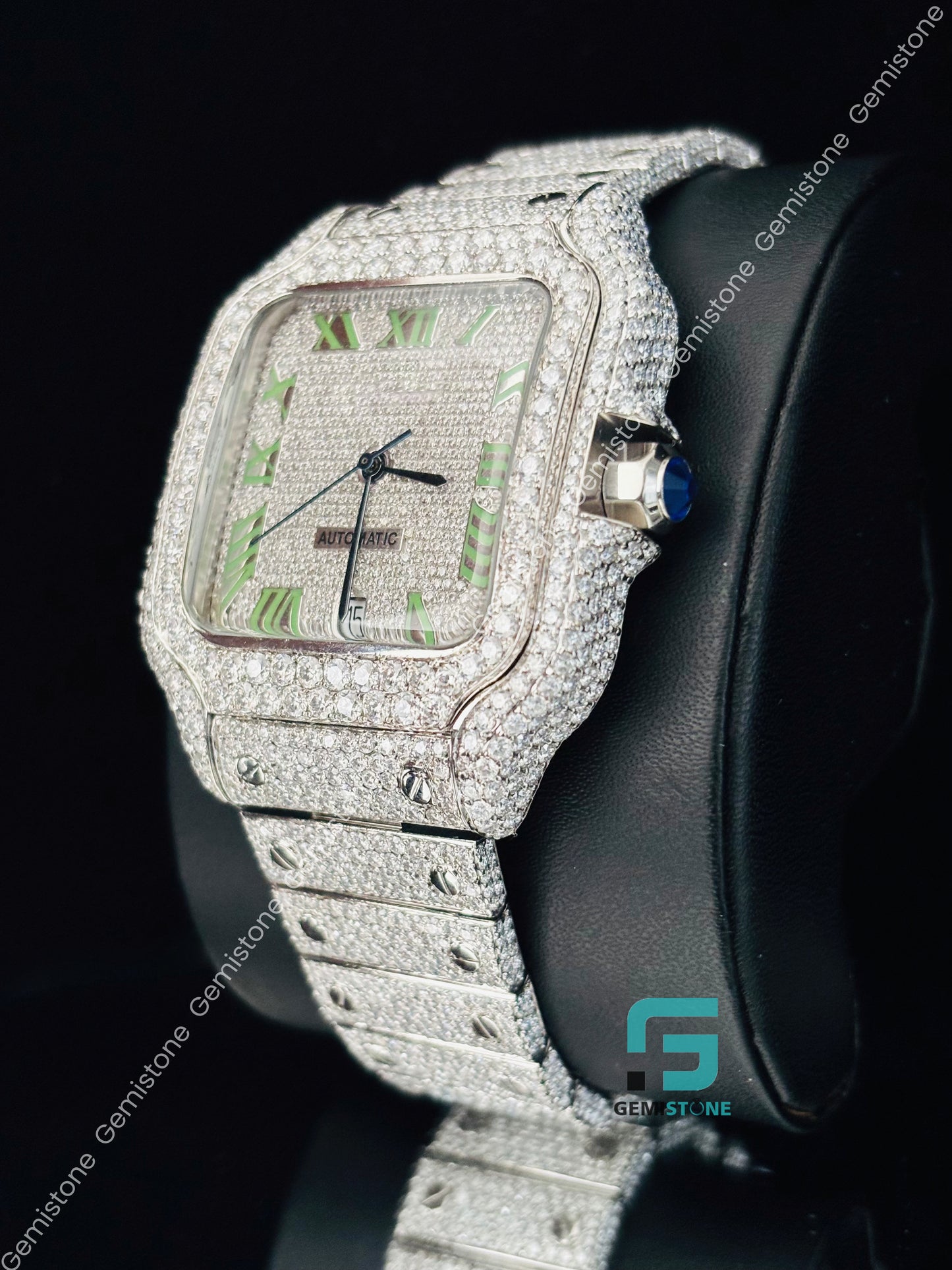 Stainless Steel Moissanite Fully Studded Watch