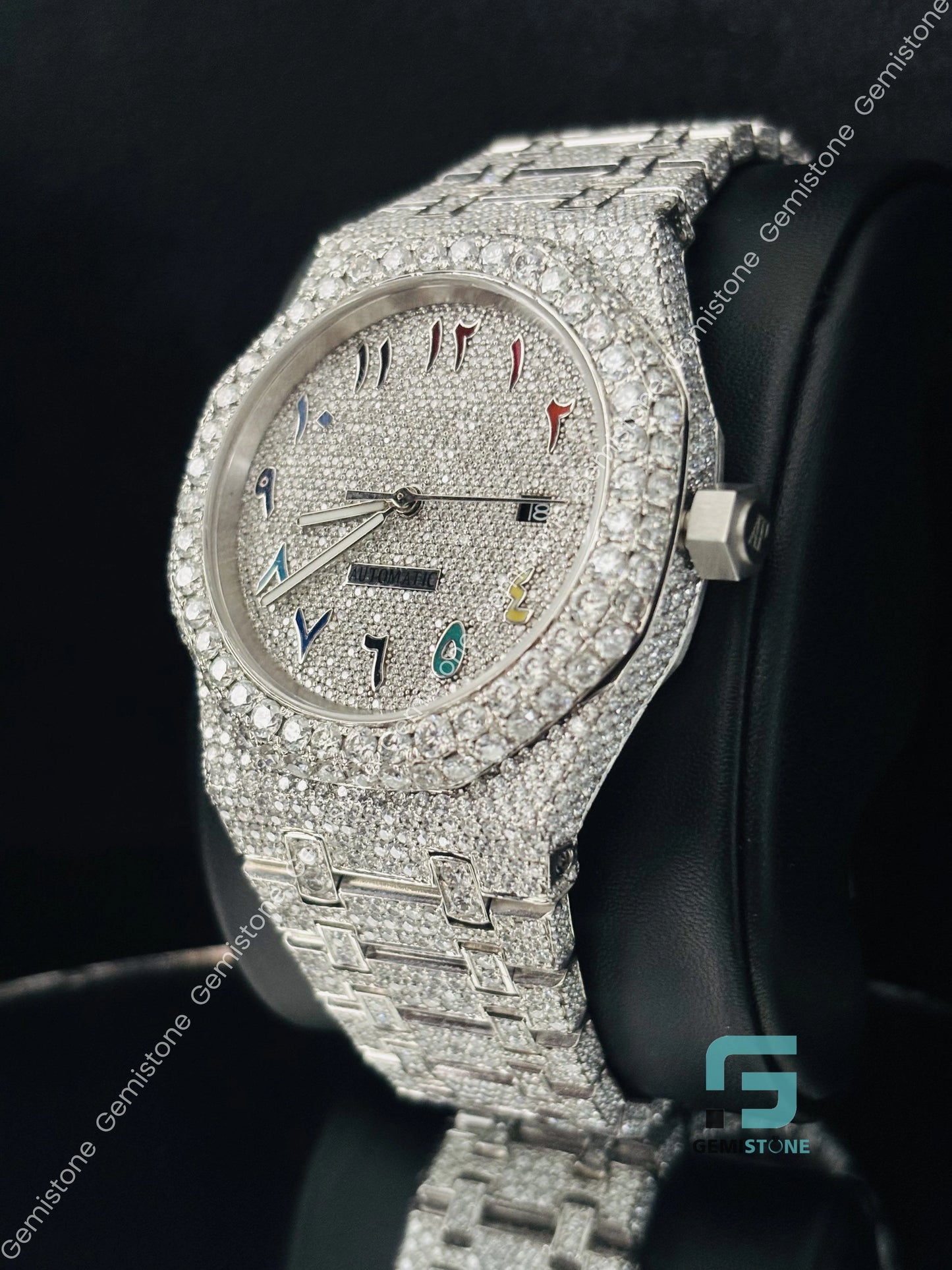 Stainless Still Fully Studded Moissanite Watch for Men