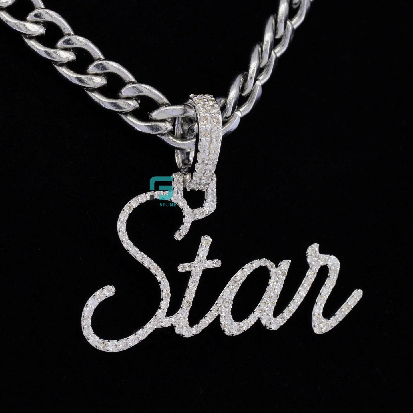 925 Silver Custom Hip Hop Moissanite Diamond Pendant Letter STAR