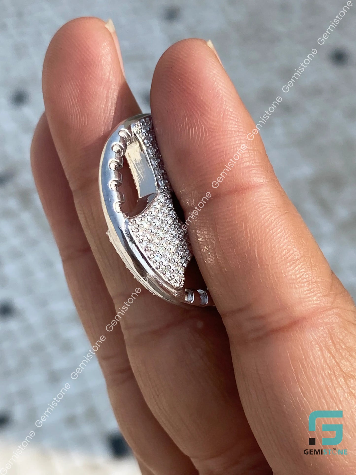 Sterling Silver Steering Wheel Diamond Pendant
