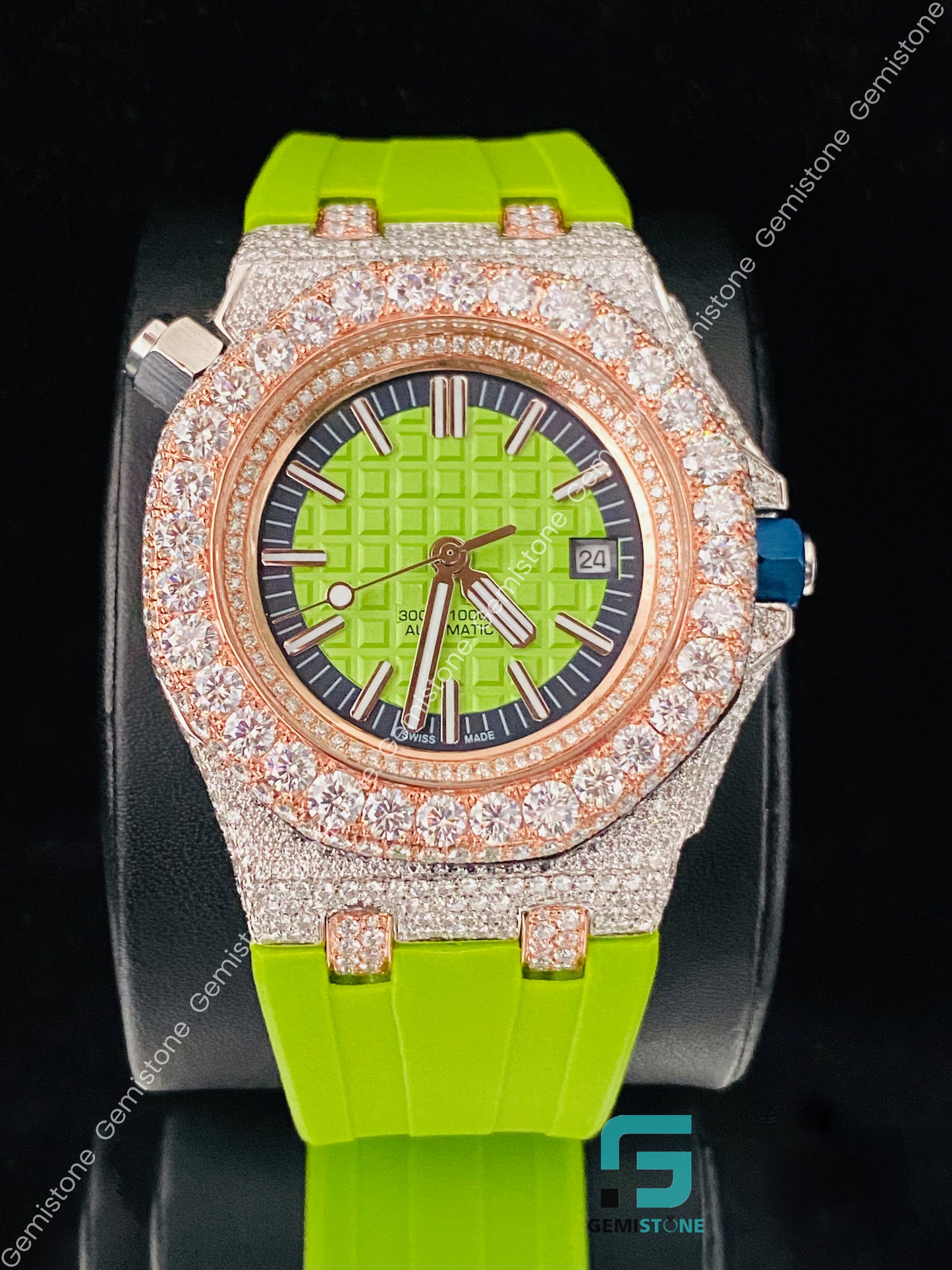 Studded Moissanite Diamond Watch for Men_s