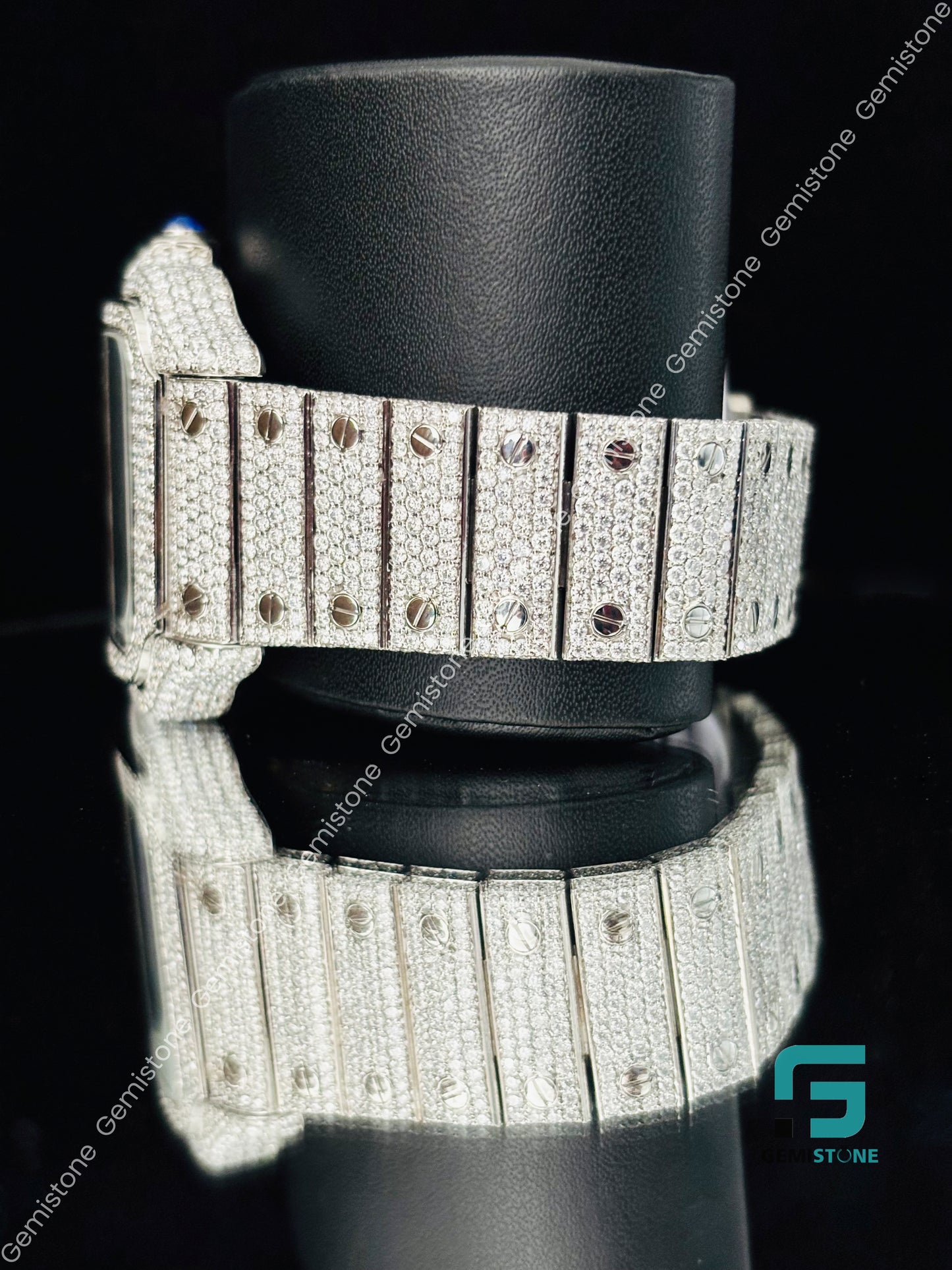 Studded Roman Number Moissanite Watch