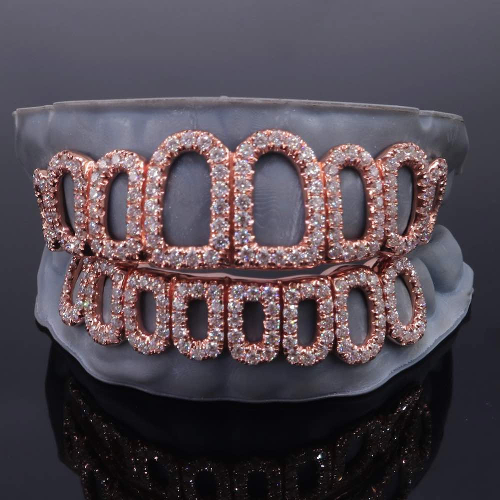 8 on 8 925 Sterling Silver Moissanite Diamond Open Face Grill