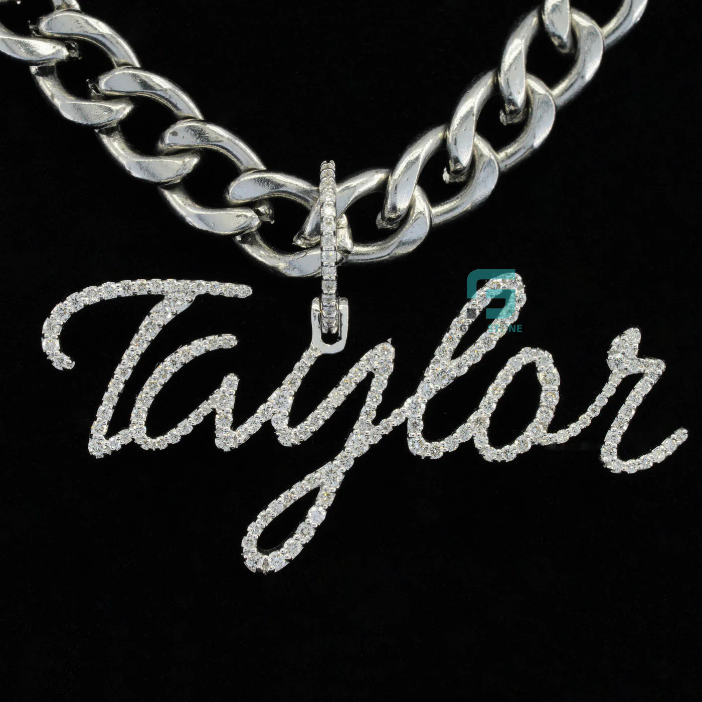 Stunning 925 Silver Trendy Moissanite TAYLOR Name Custom Initial Pendant
