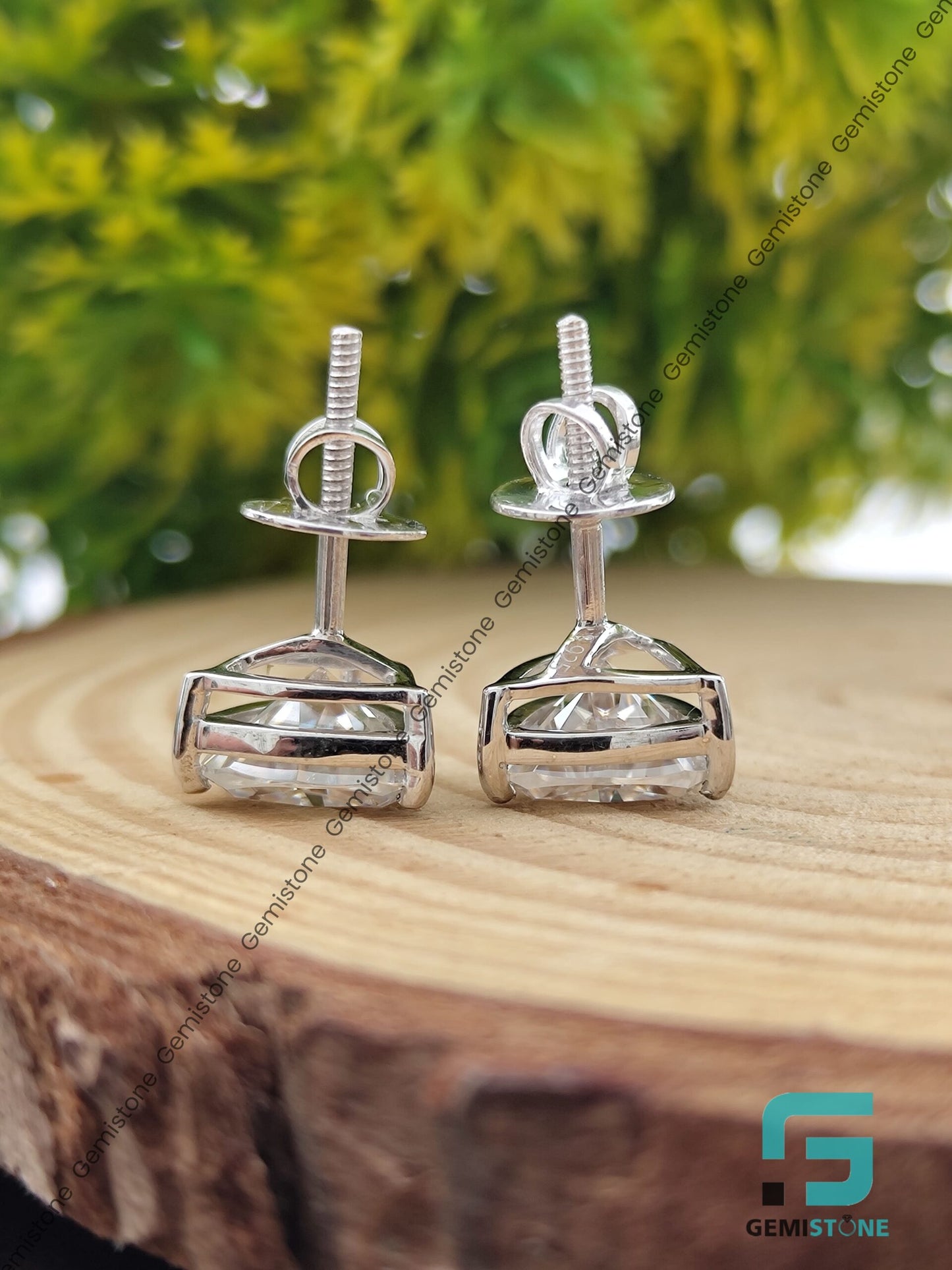 2CT Stud Trillion Cut Diamond Earrings