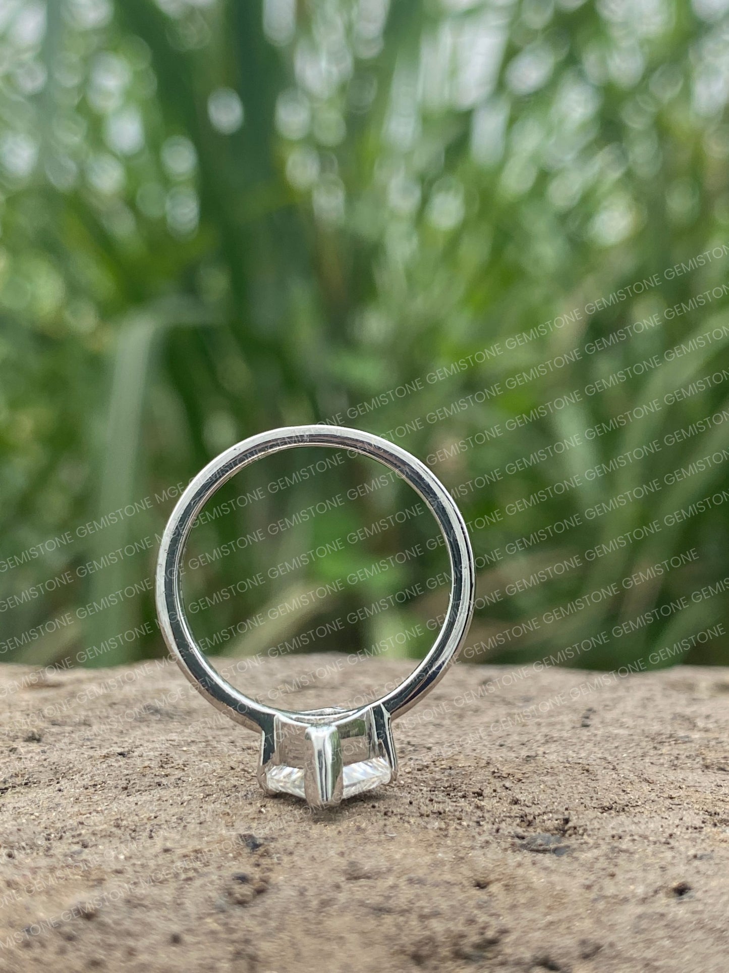 Two Stone Triangle Moissanite Geometrical Engagement Ring