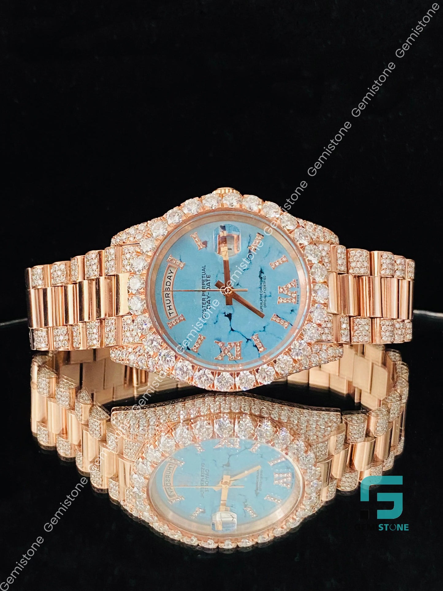 Turquoise_Markble_Dial_Moissanite_Watch