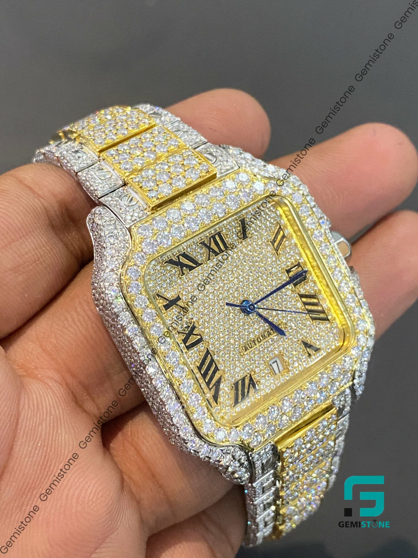 Two-Tone-Cartier-Diamond-Watch-For-Men