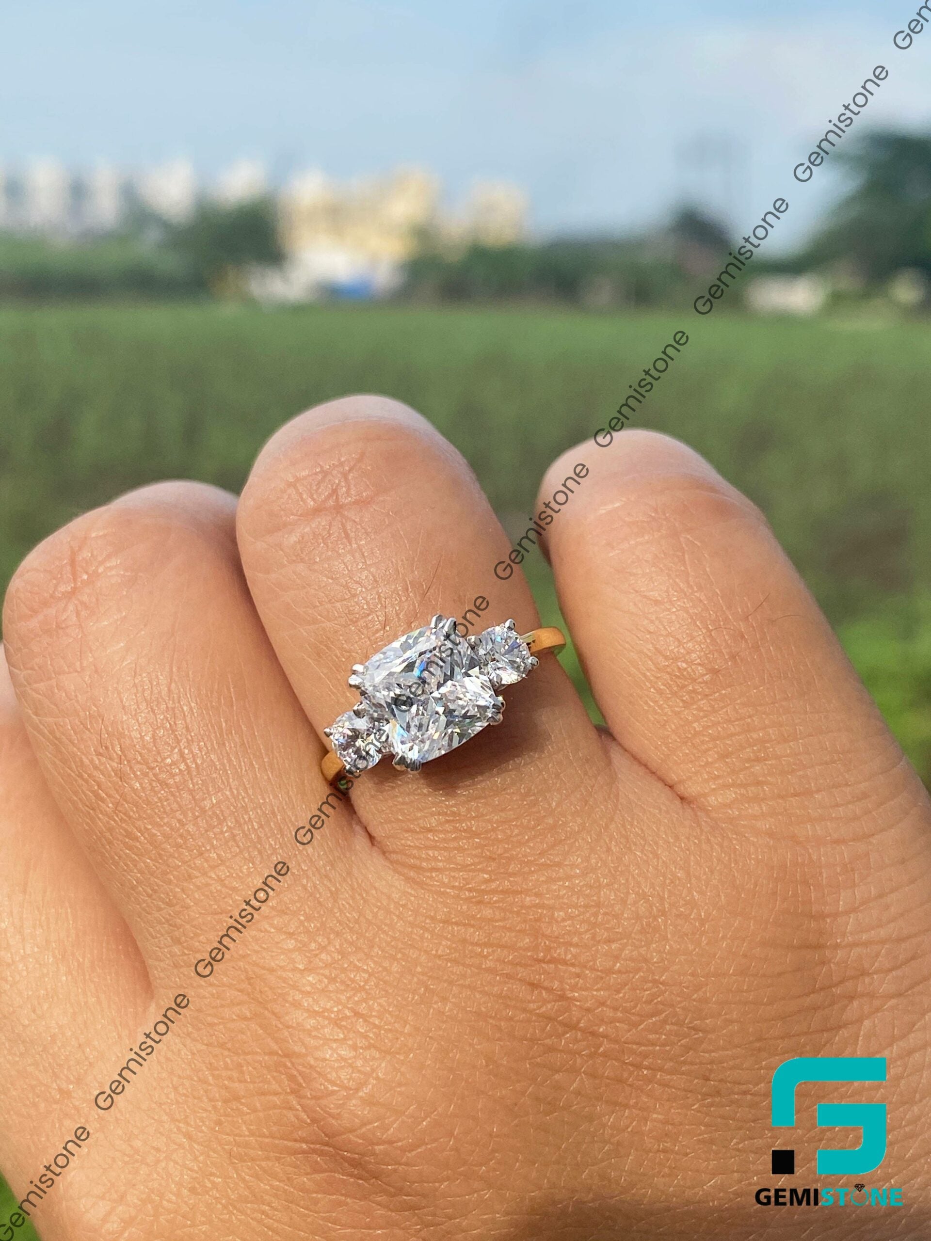 CT Cushion Cut Moissanite Engagement Meghan Markle Ring