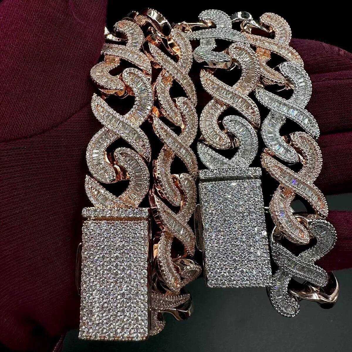 20MM Heavy Hip Hop Moissanite Baguette Link Cuban Chain Choker 22"