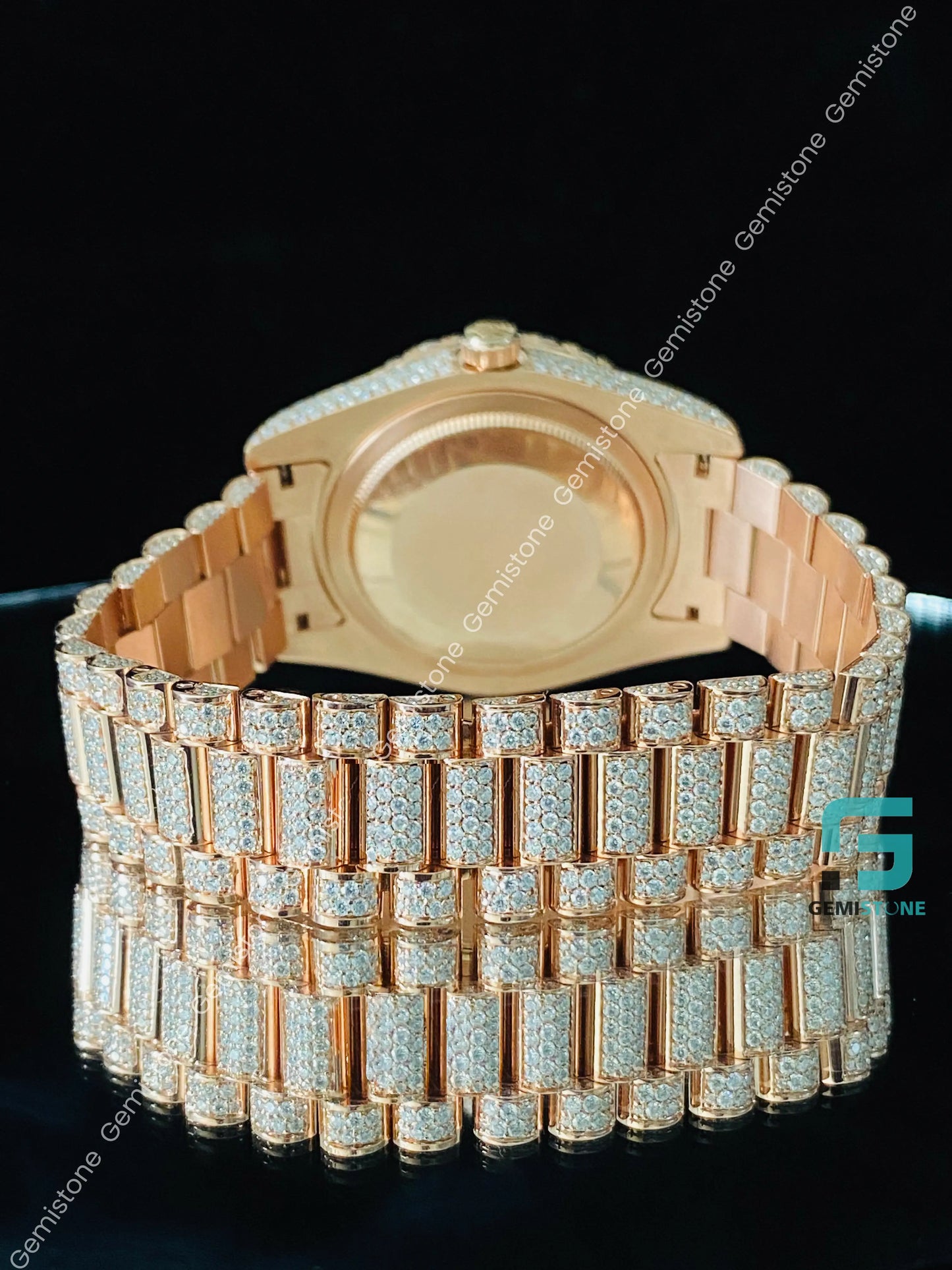 41MM Roman Dial Fully Iced Out Two Tone Custom VVS Moissanite Watch