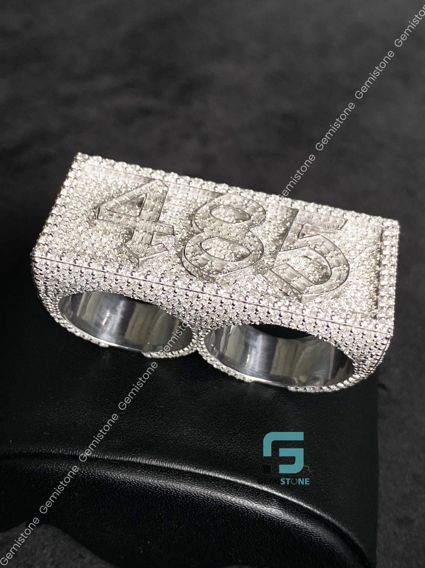 Two Finger Moissanite Iced Out Ring