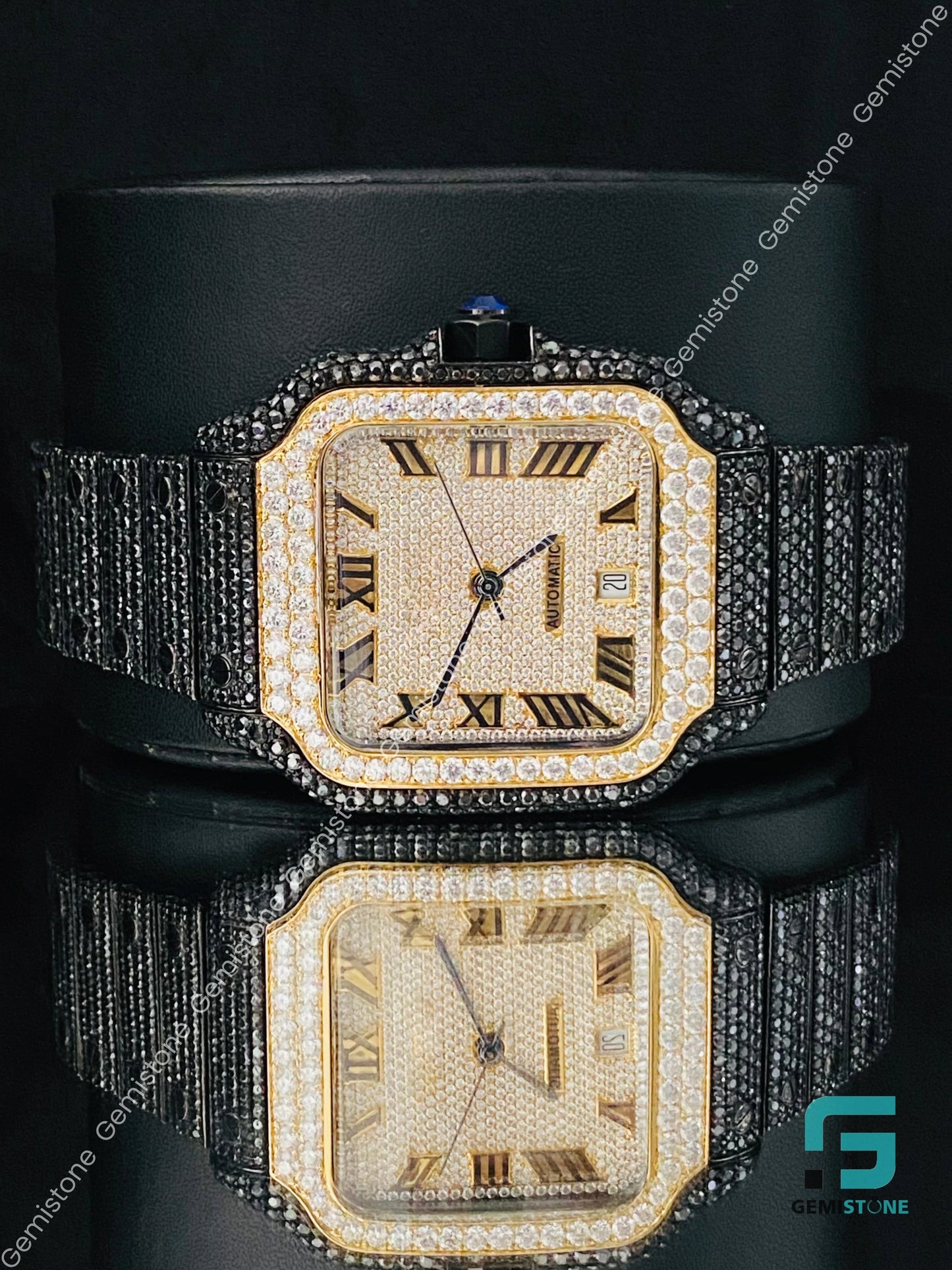 Two_Tone_Black_Diamond_Moissanite_Watch