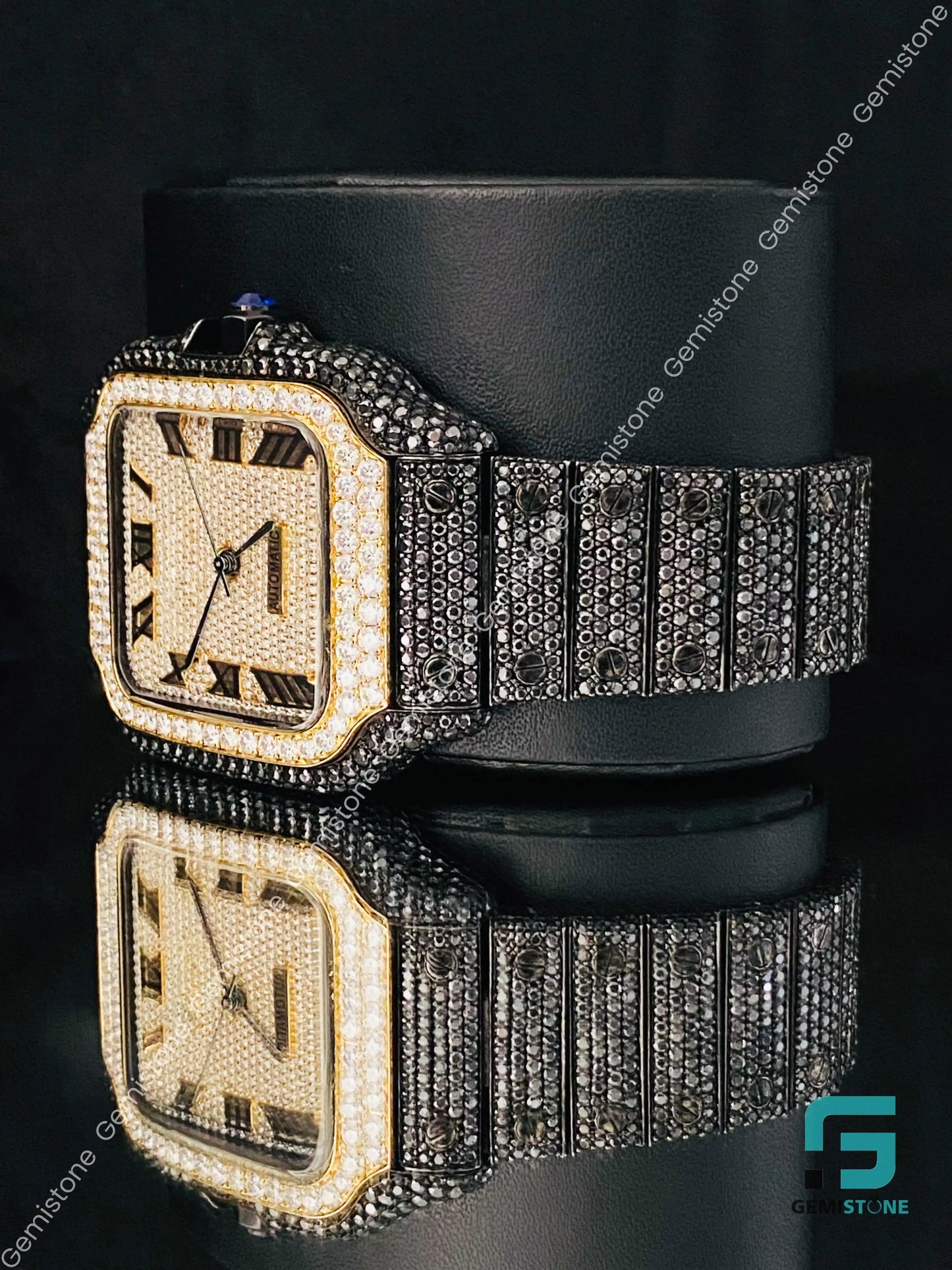 Two_Tone_Black_Diamond_Moissanite_Watch_For_Men