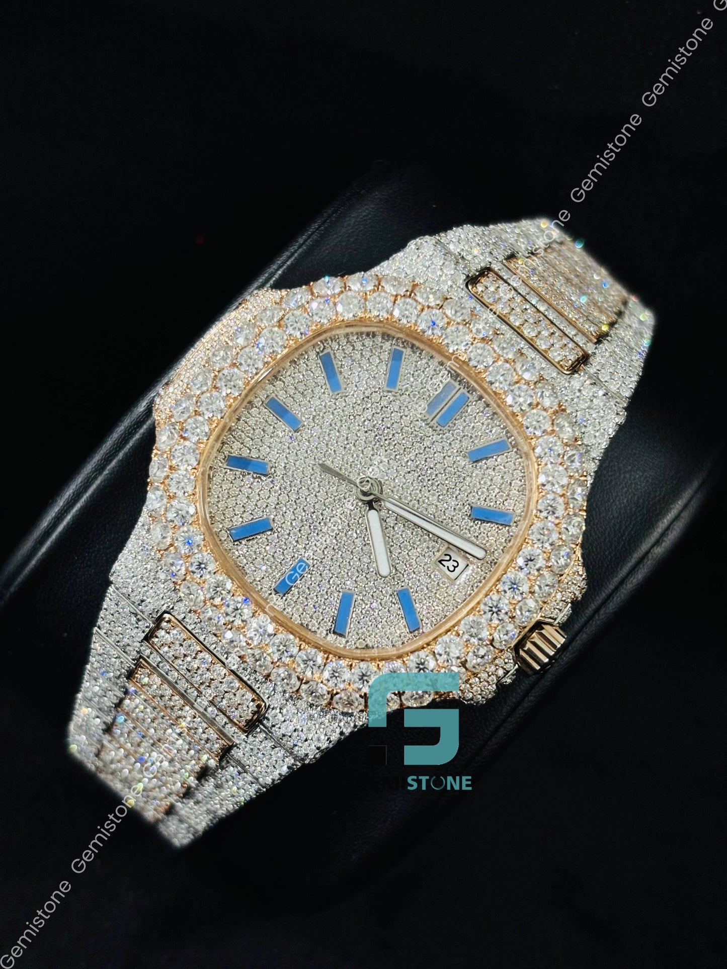 Two Tone Moissanite Bust Down Hip Hop Watch