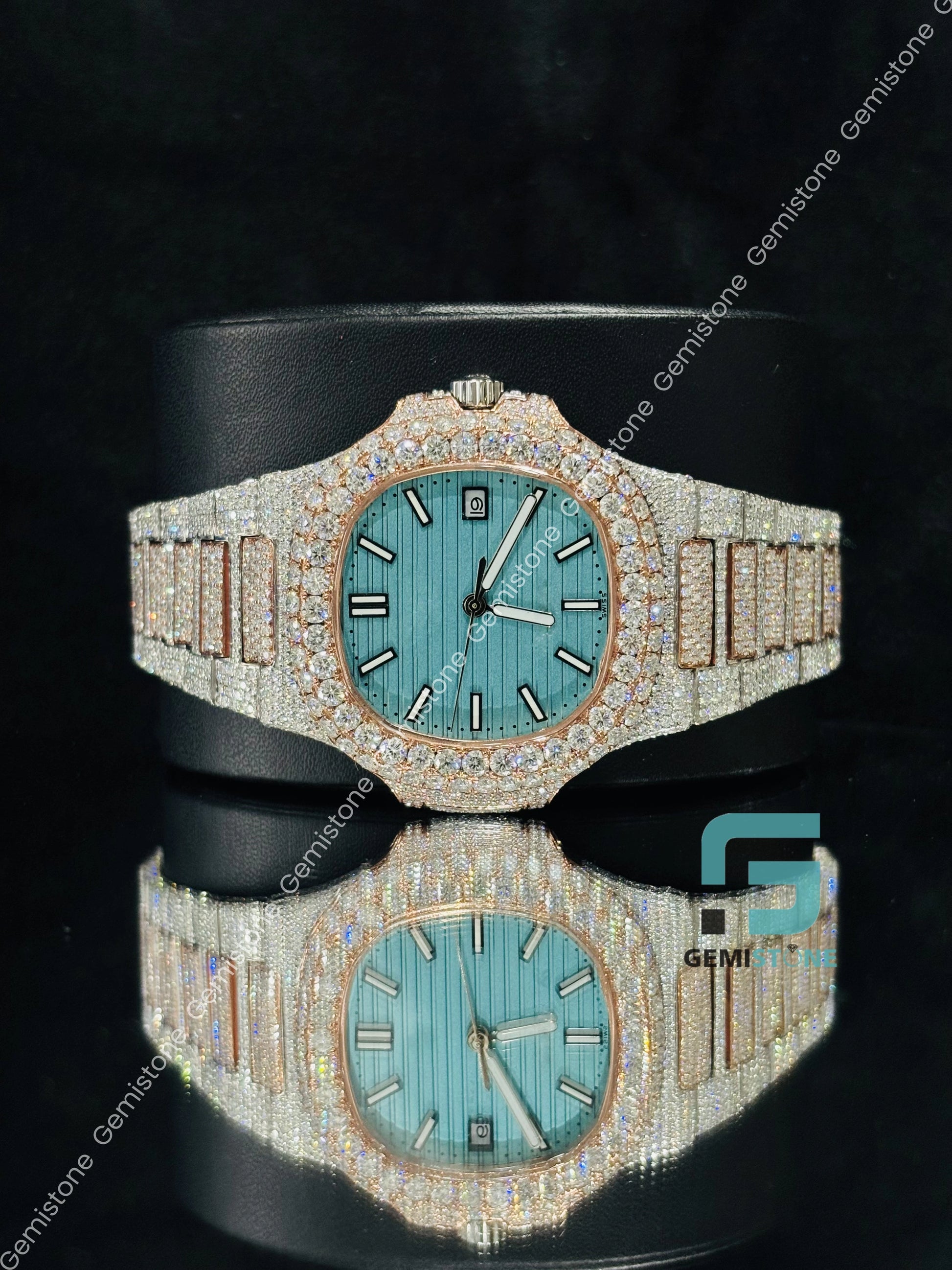 Two Tone Moissanite Iced Out Hip Hop Bust Down Watch