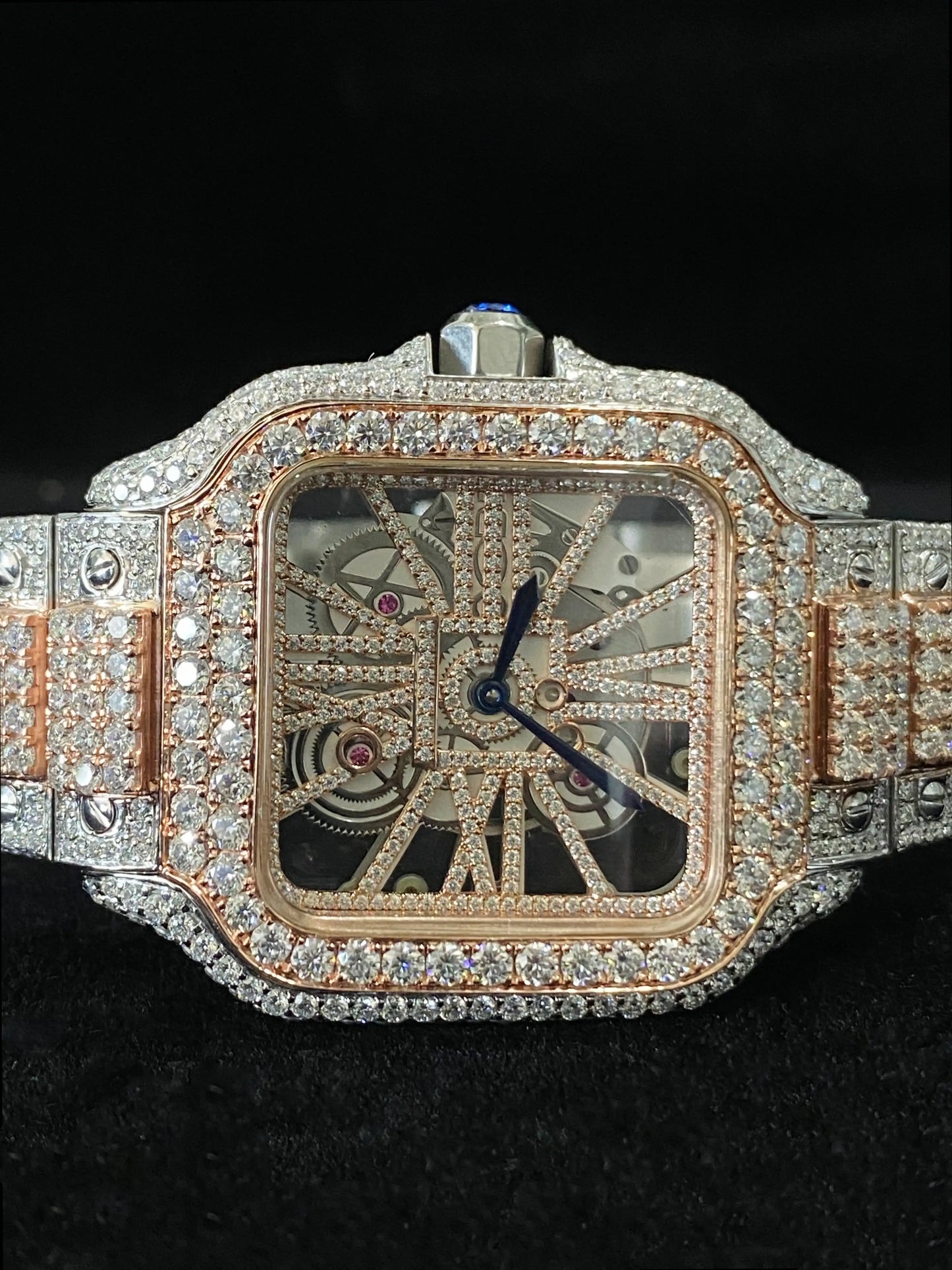 41MM Two Tone Fully Iced Out Skeleton Moissanite Watch Bust Down