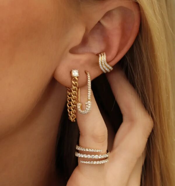 Unique Gold One Pair Safety Pin Earrings