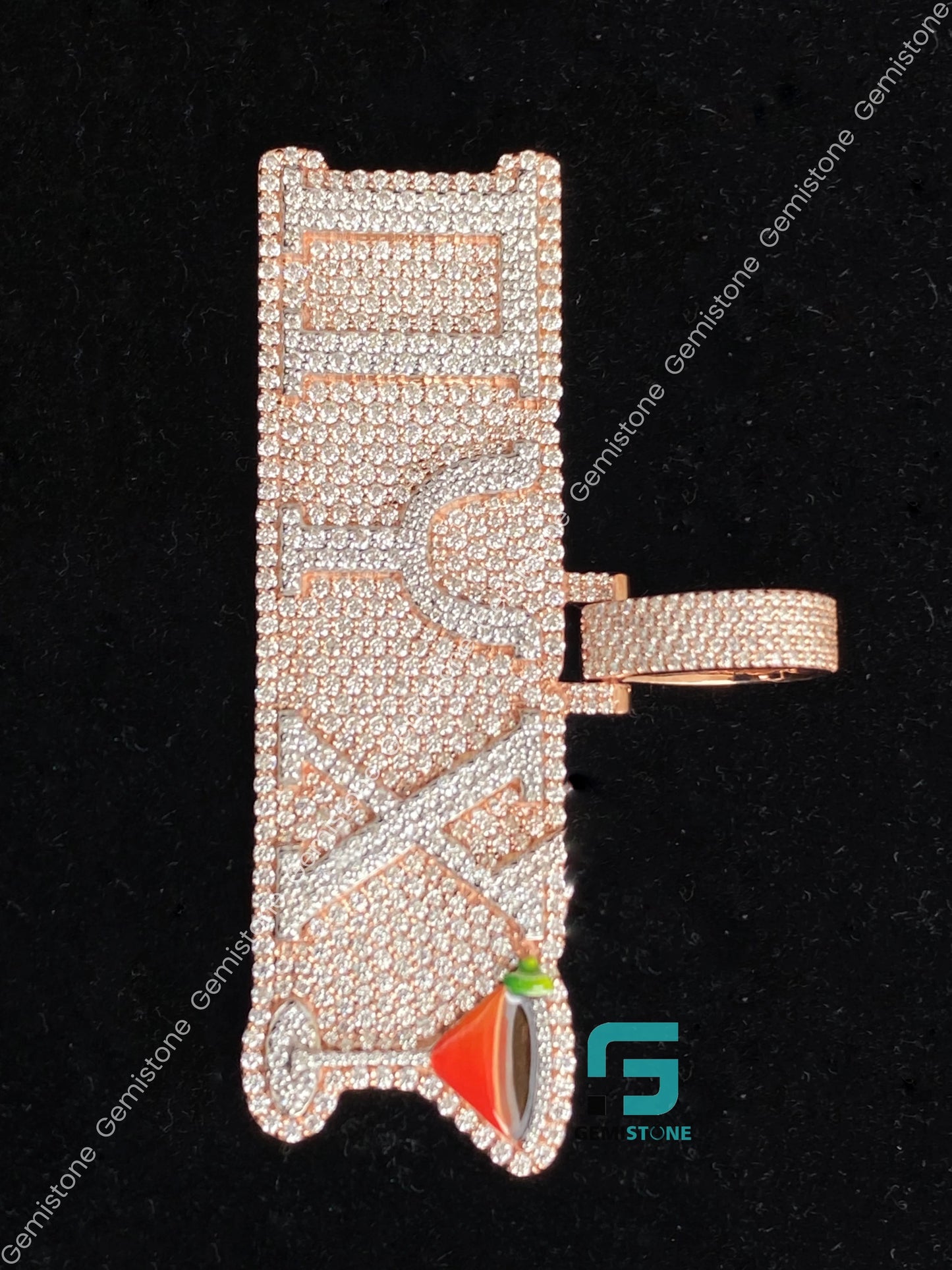 Unisex Rose Gold Plated 925 Moissanite Pendant
