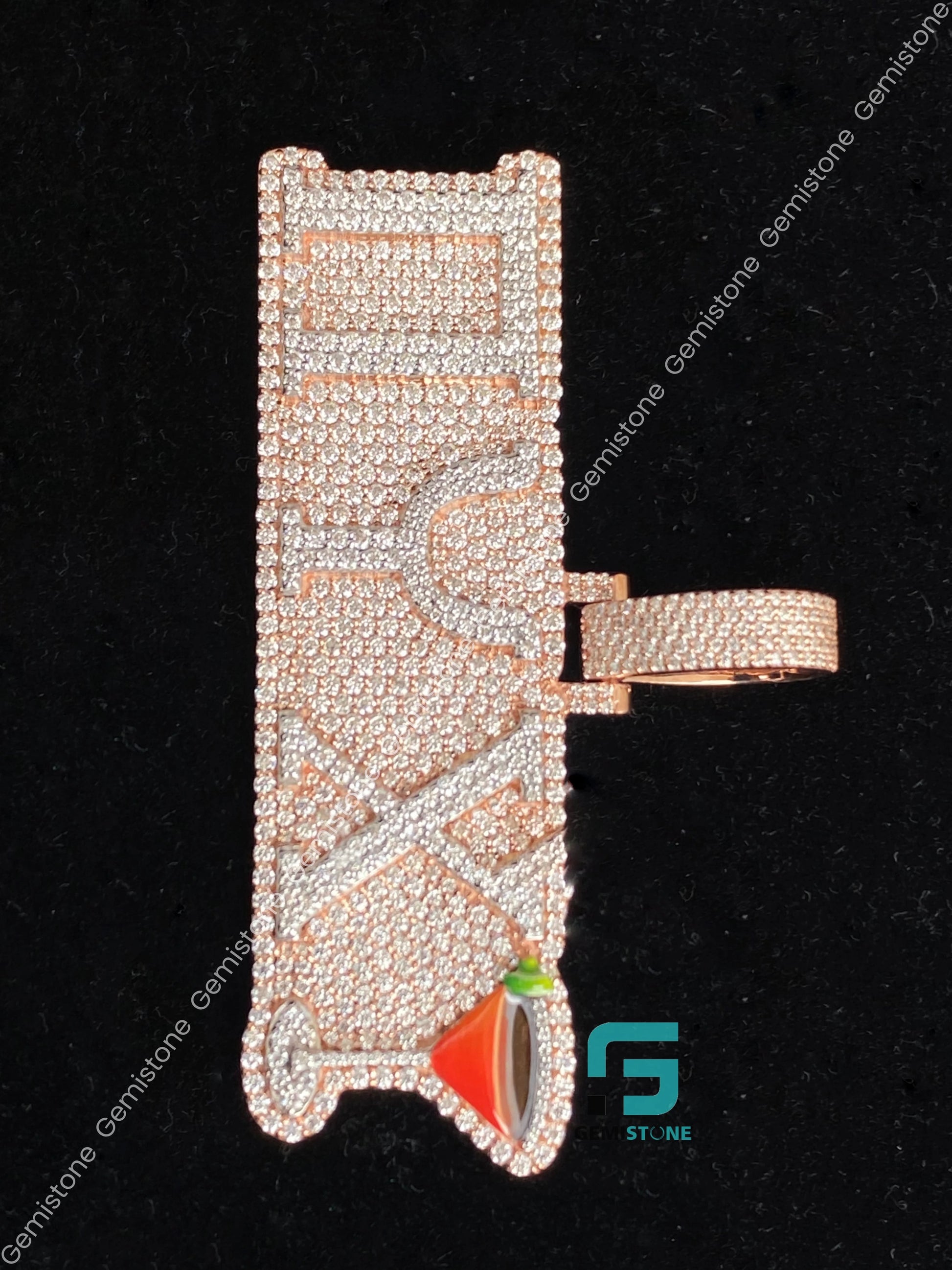 Unisex Rose Gold Plated 925 Moissanite Pendant