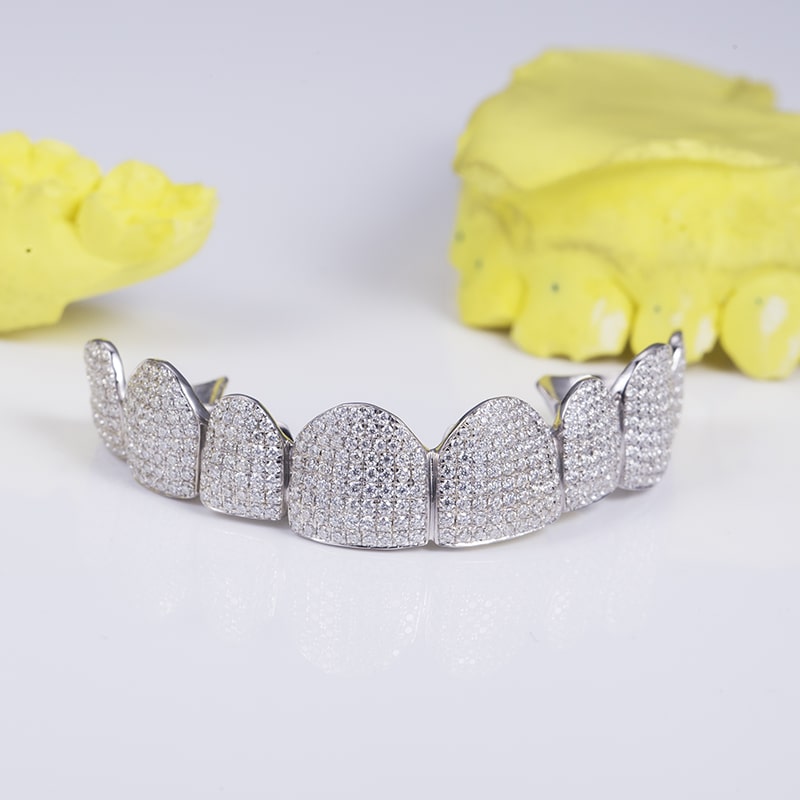 8 on 8 Iced Out VVS Moissanite Diamond Rapper Grillz