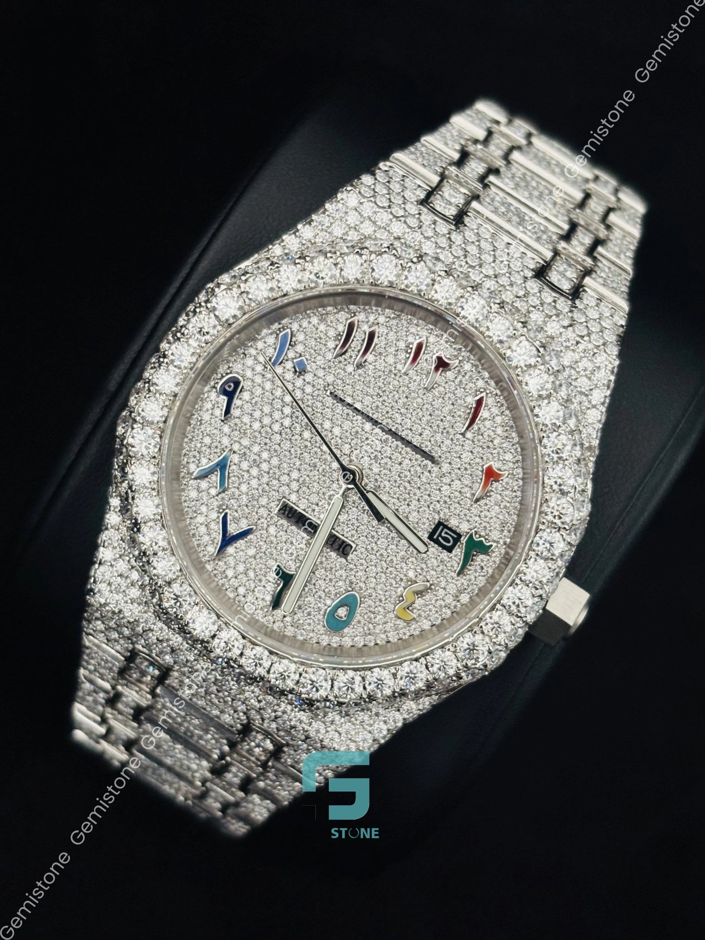 VVS 41MM Moissanite Bust down Watch for Men_s