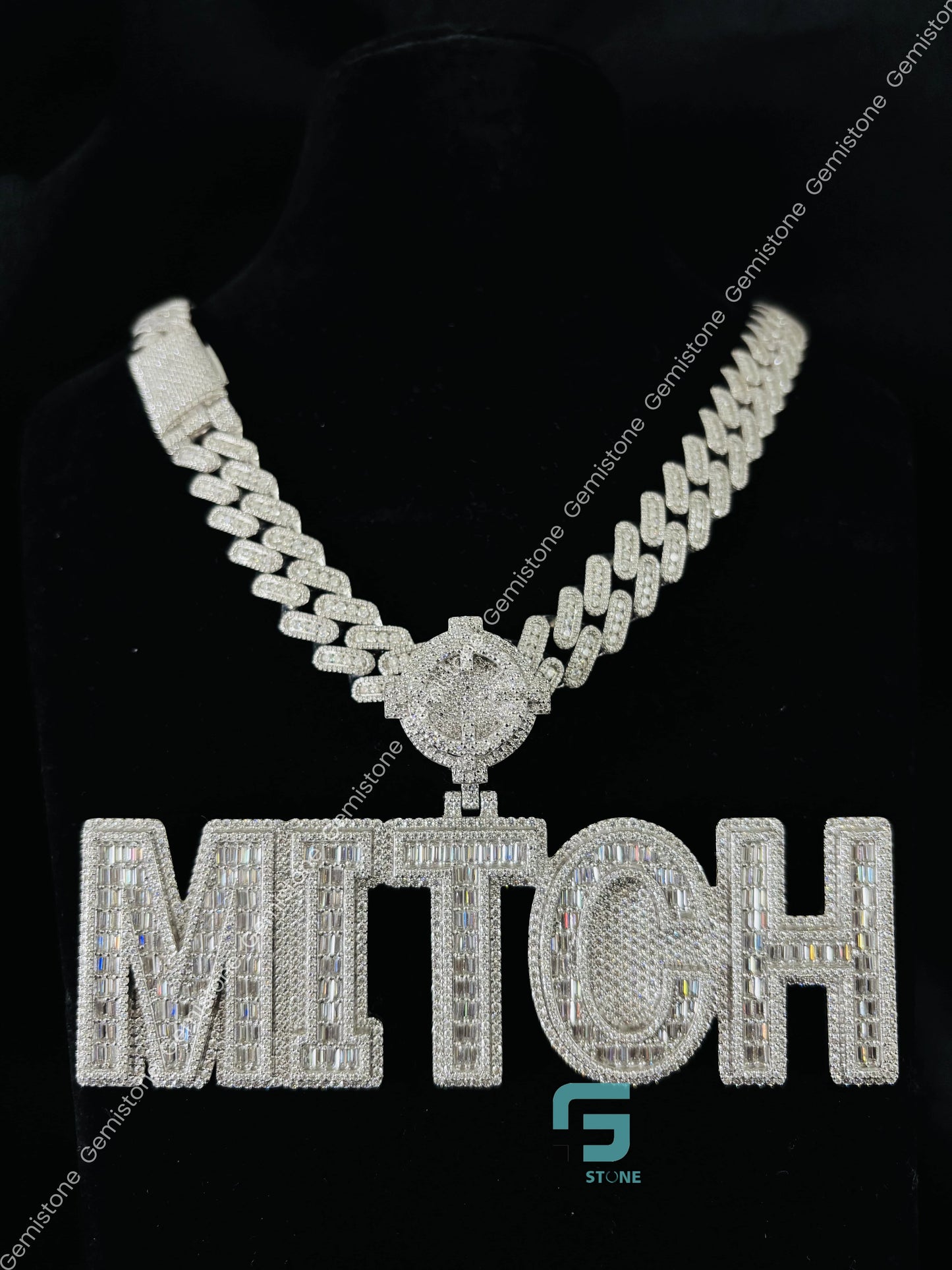 VVS Sterling Silver Moissanite Hip Hop Cuban Link chain