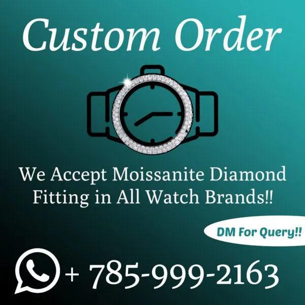 Buy Black Dial Hip Hop Moissanite Diamond Stud Watch