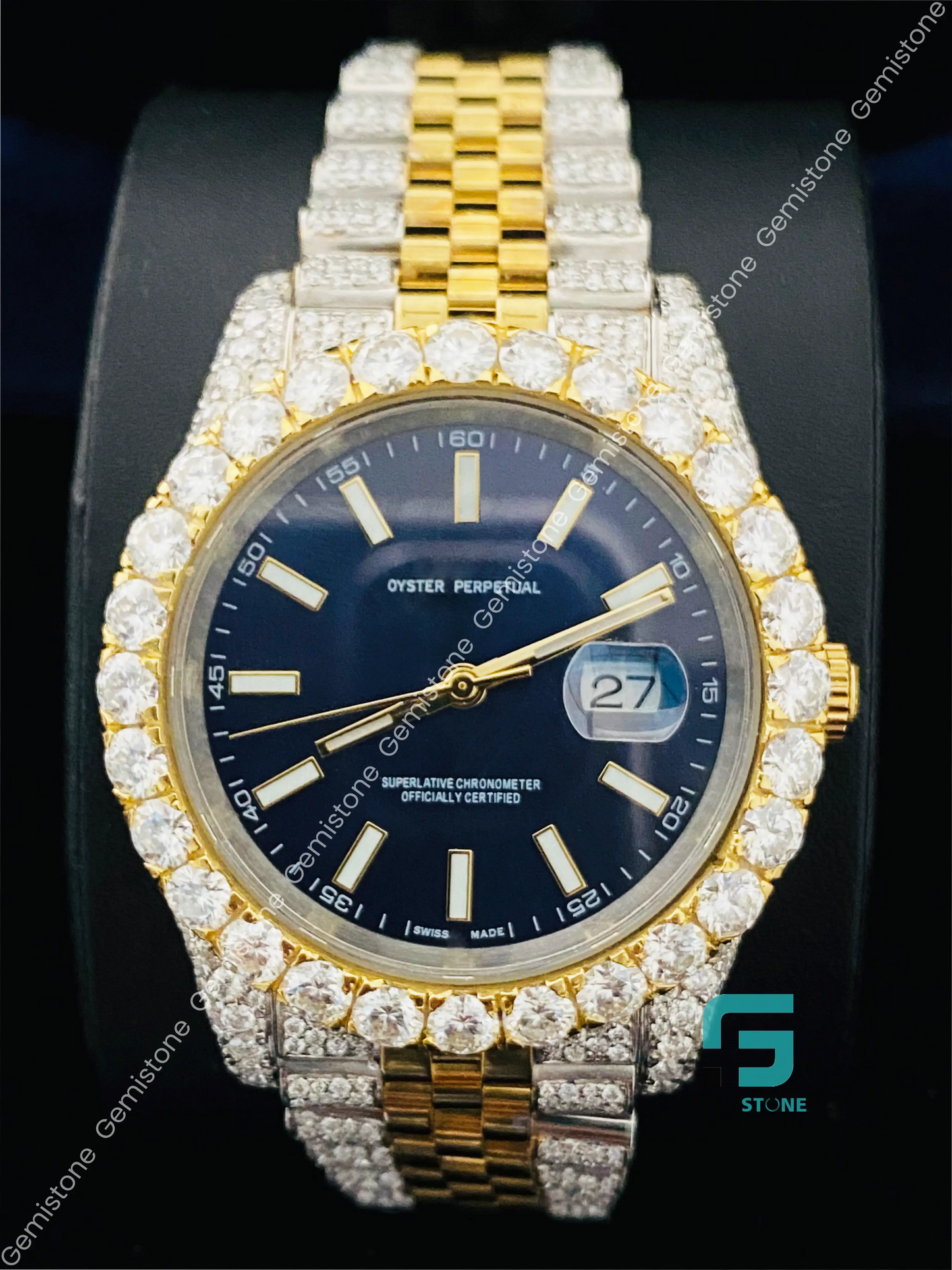 White_Bar_Blue_Dial_Moissanite_Watch