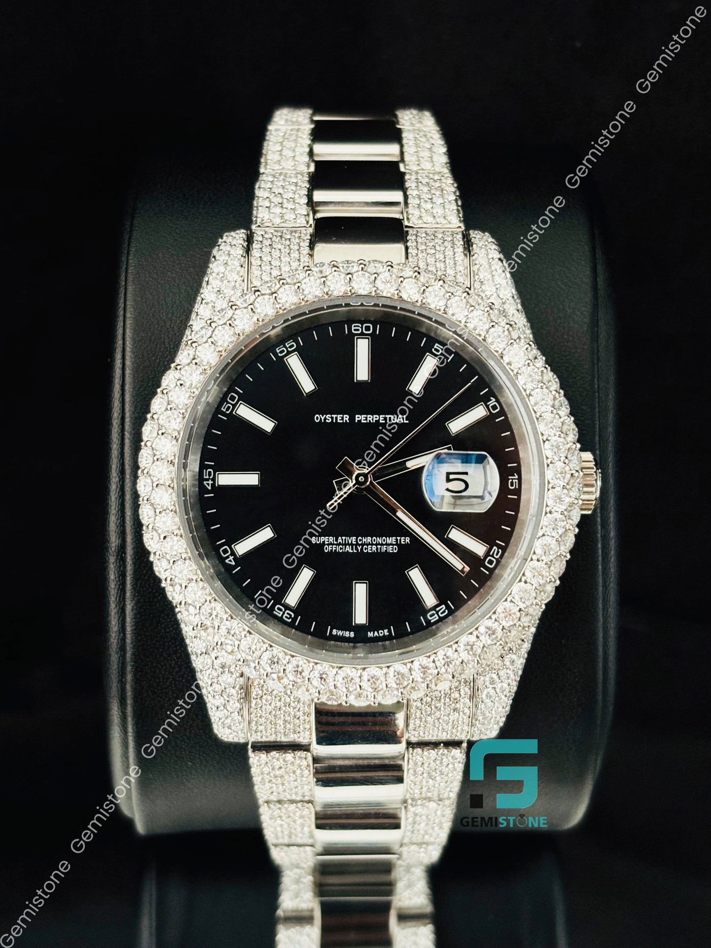 White Dial Bar Luxury Moissanite Watch