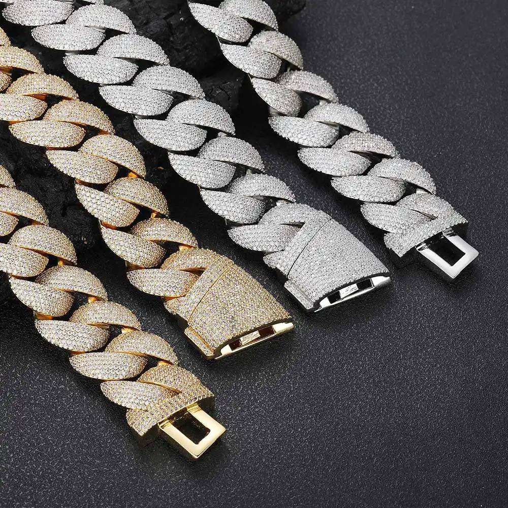 925 Silver Men's 22MM Choker Heavy Chunky Link Hip Hop Cuban Chain