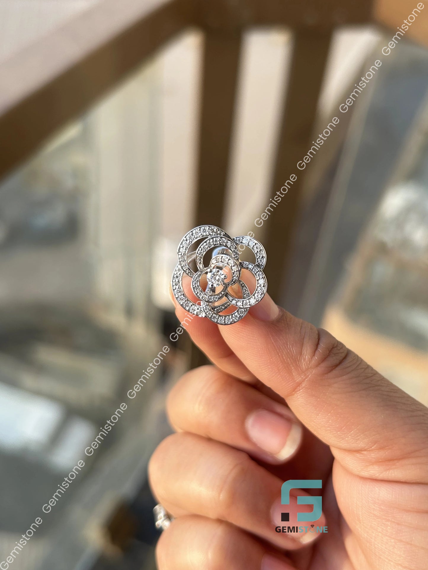 Women Rose Shape Moissanite Earrings