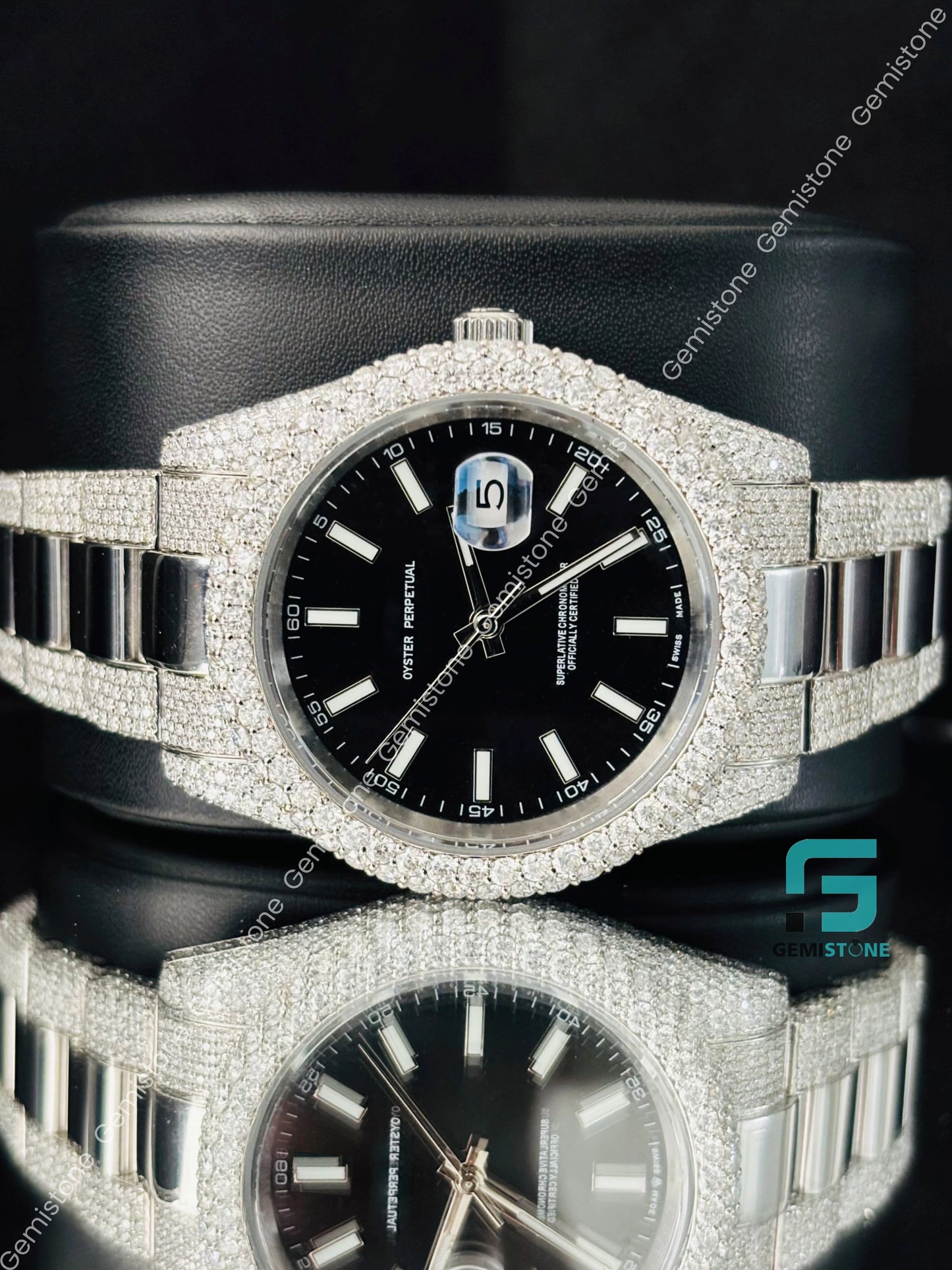 Wrist Moissanite Bust Down Watch for Men_s