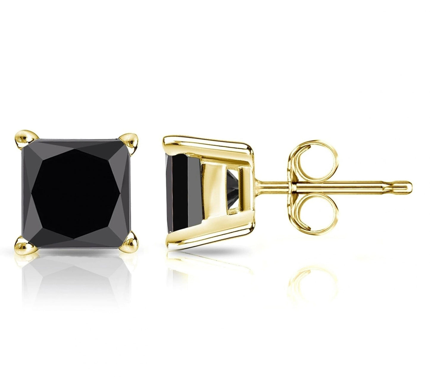 1 Carat Princess Cut Moissanite Solitaire Studs