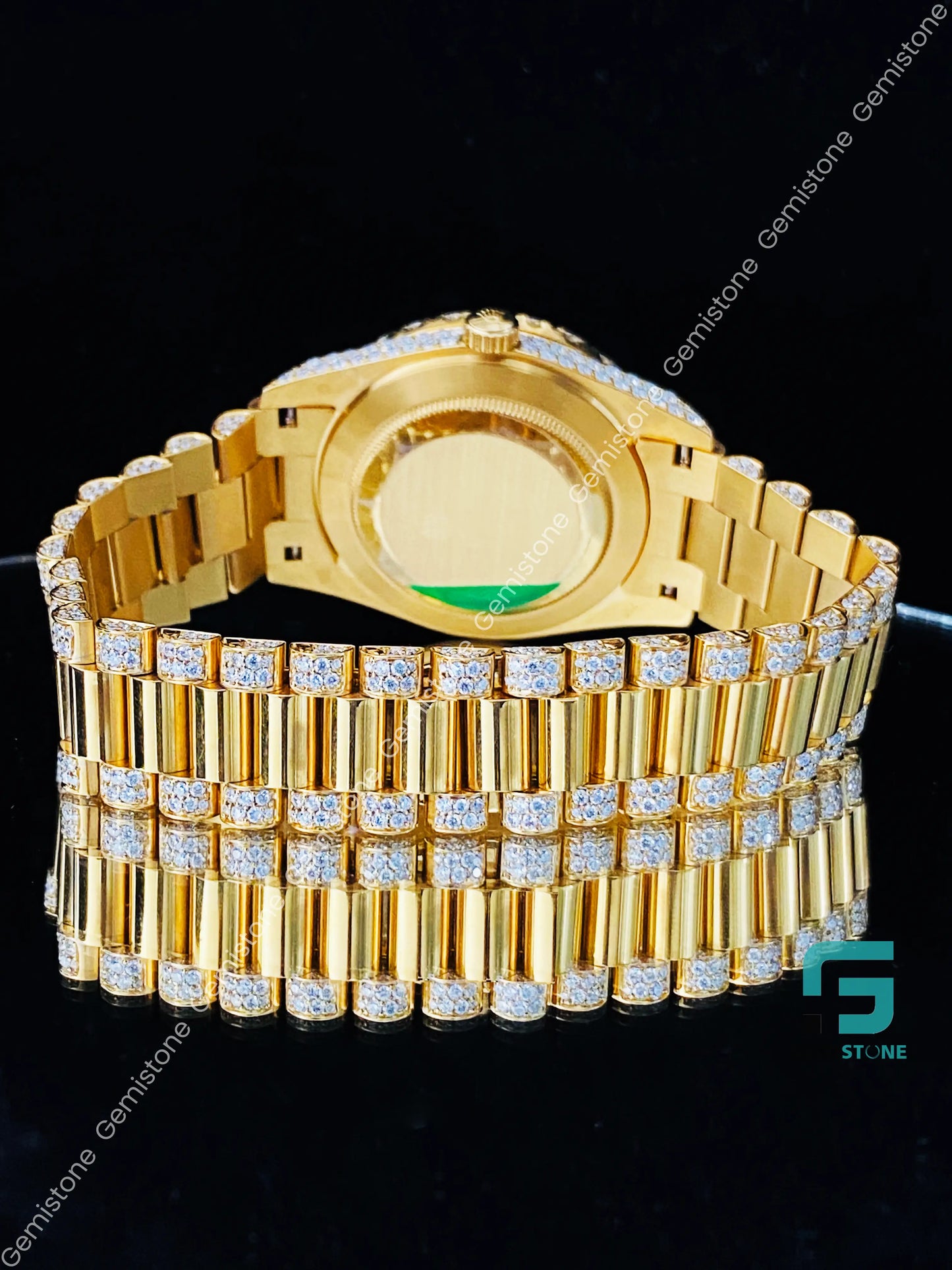Yellow_Gold_Plated_Green_Dial_Moissanite_Watch