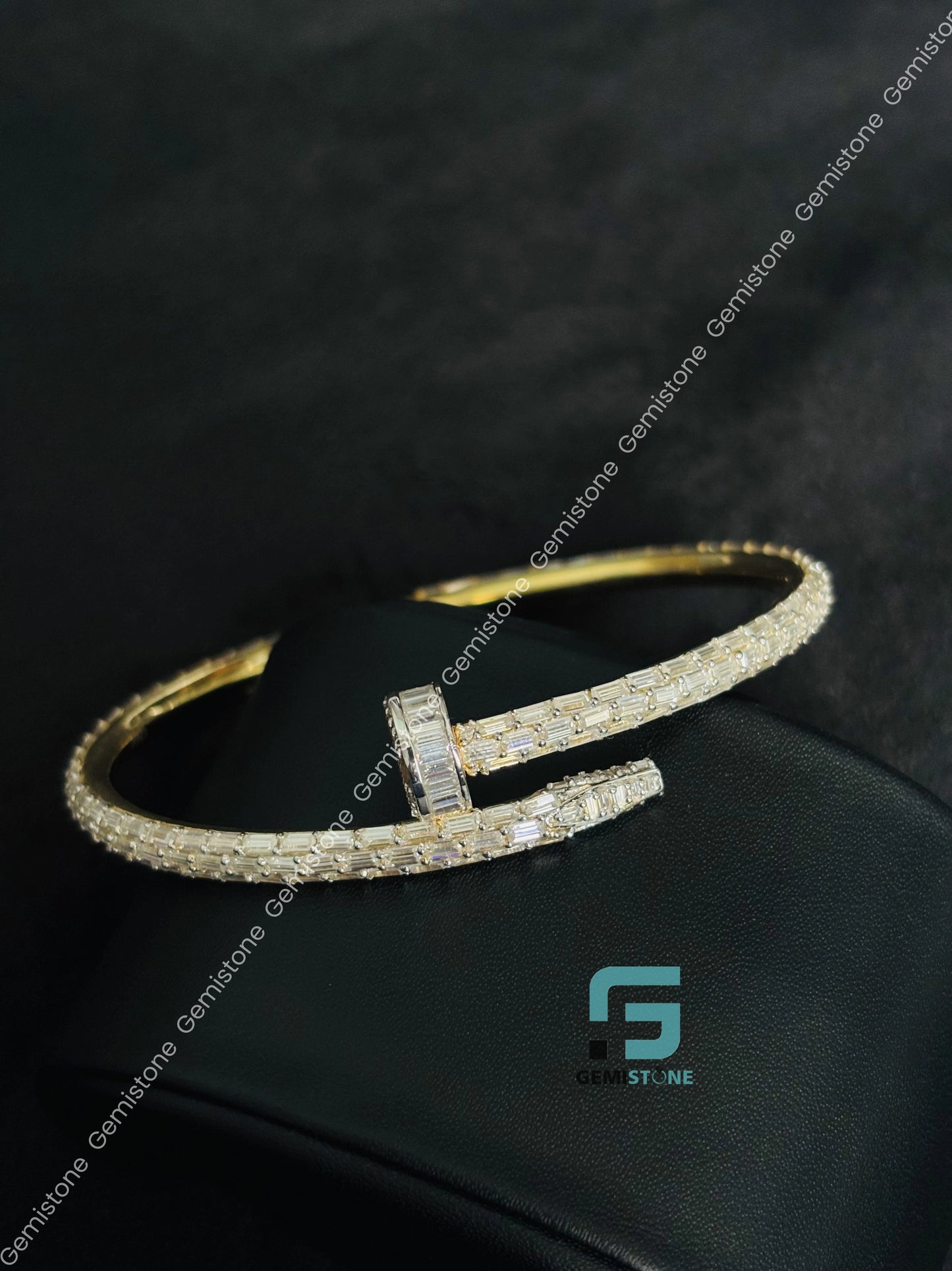 Yellow Gold Plated Moissanite Catier Bracelet