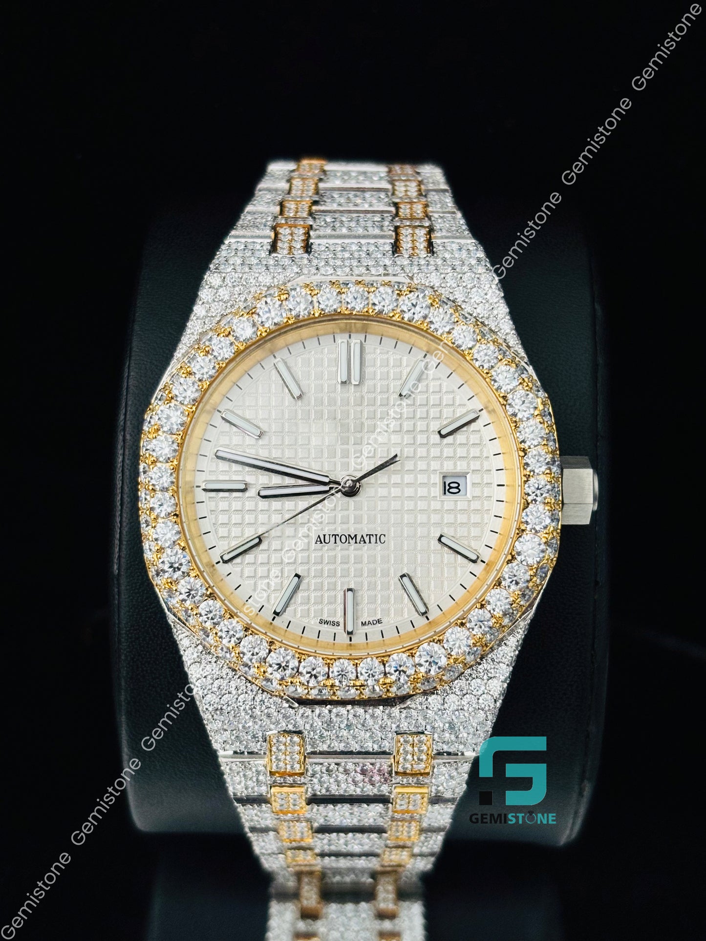 Yellow Gold Plated Moissanite Luxury Watch