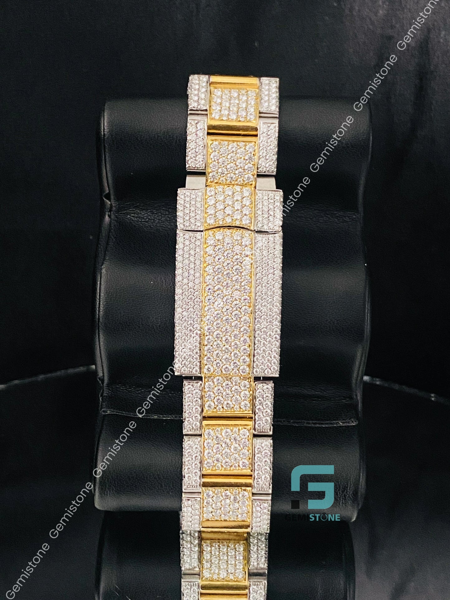 Yellow Gold Plated Moissanite Rolex Wrist Watch for Men