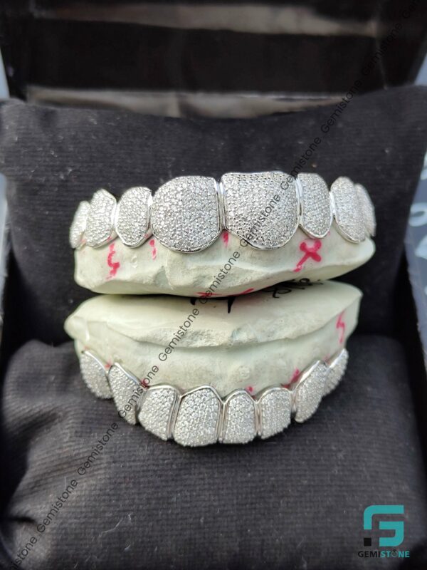 Fully Iced Out 8 Top 8 Bottom VVS Moissanite Grillz 925 Sterling Silver