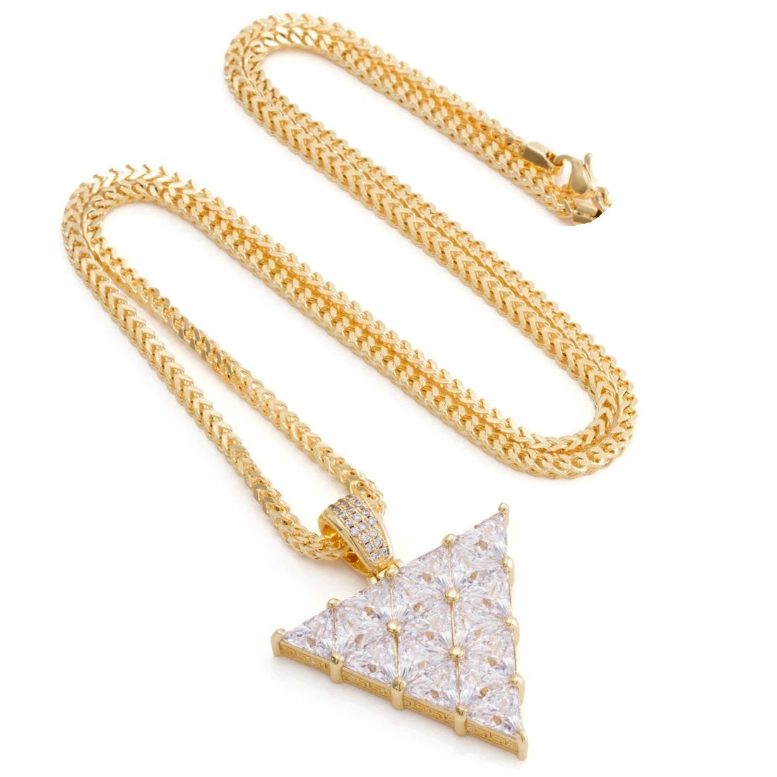 Trilliant Cut Diamond Triangle Necklace For Unisex