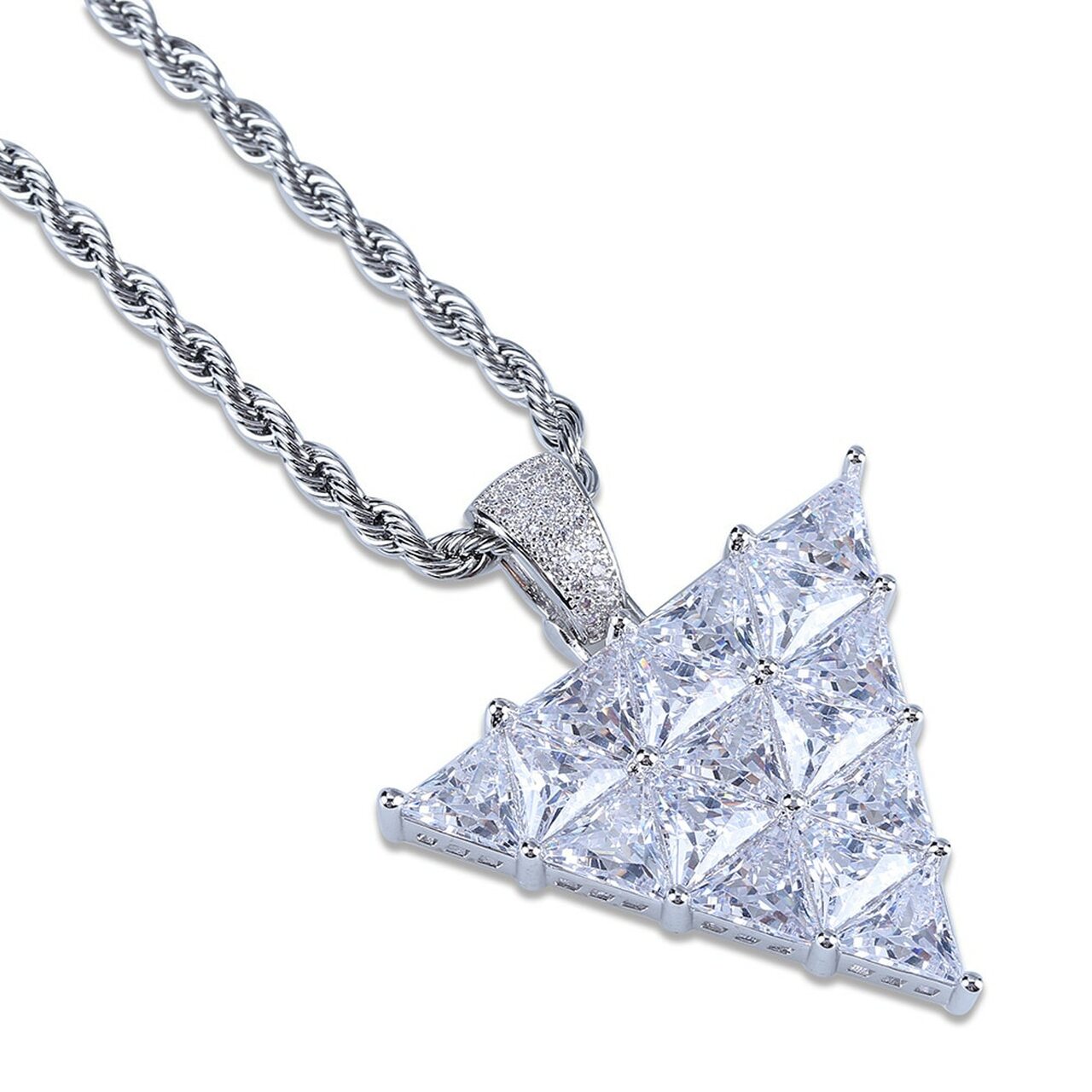 Trilliant Cut Diamond Triangle Necklace For Unisex