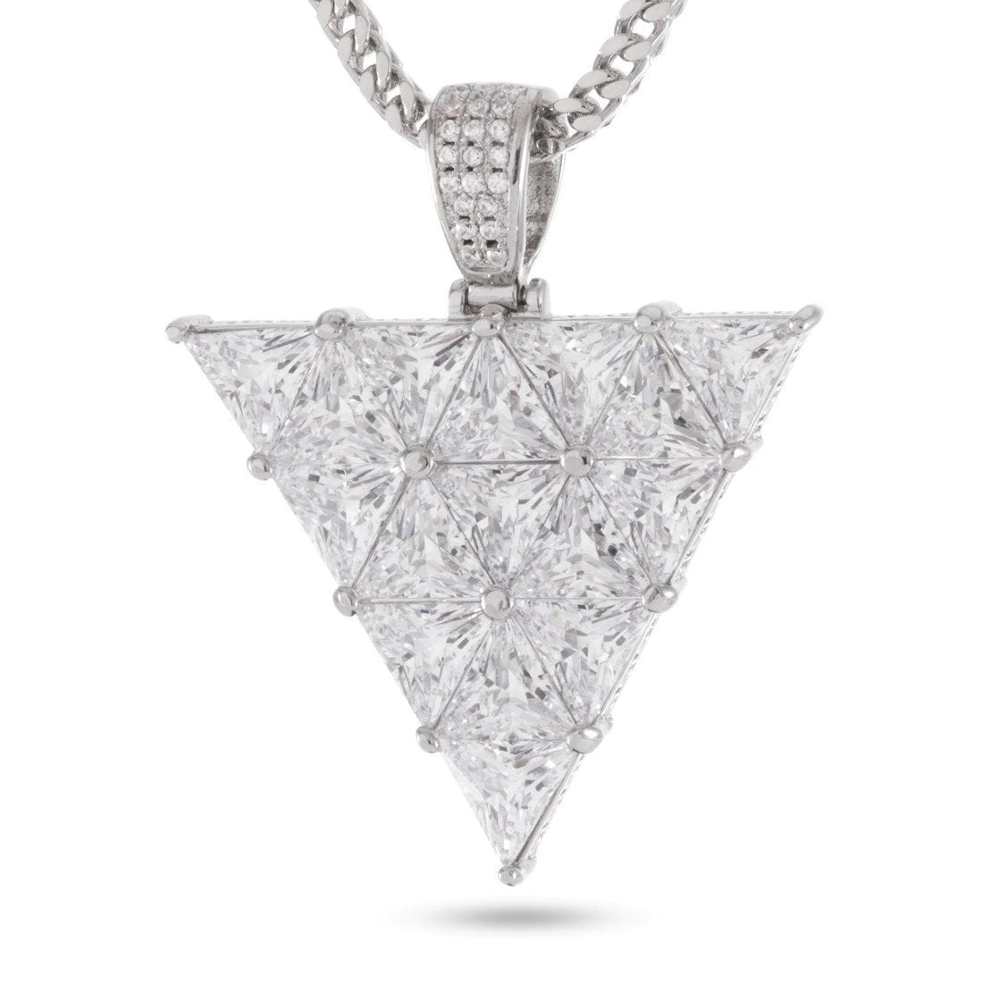 Trilliant Cut Diamond Triangle Necklace For Unisex