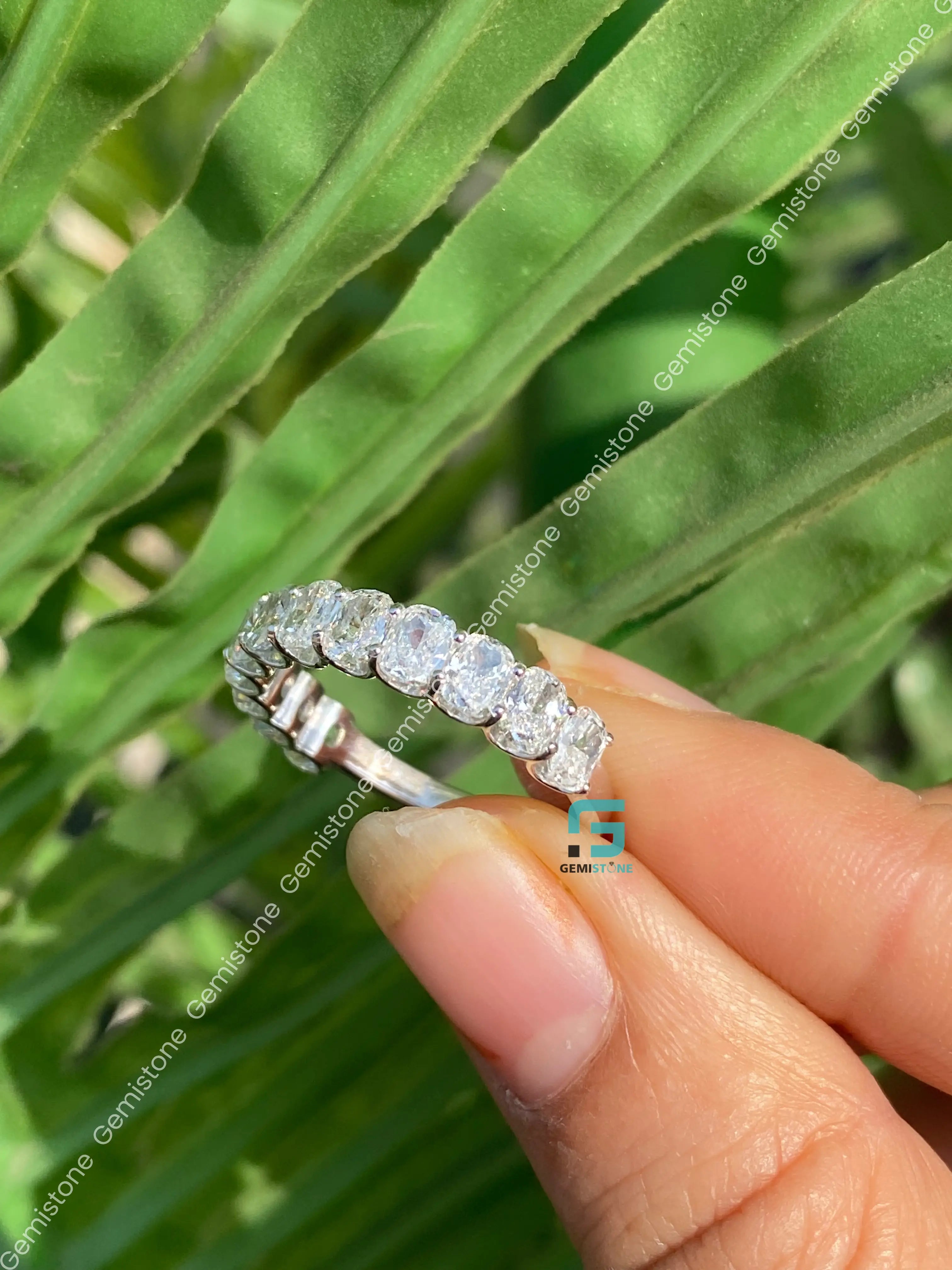 0.5 MM Cushion Cut Half Eternity Wedding Band For Her