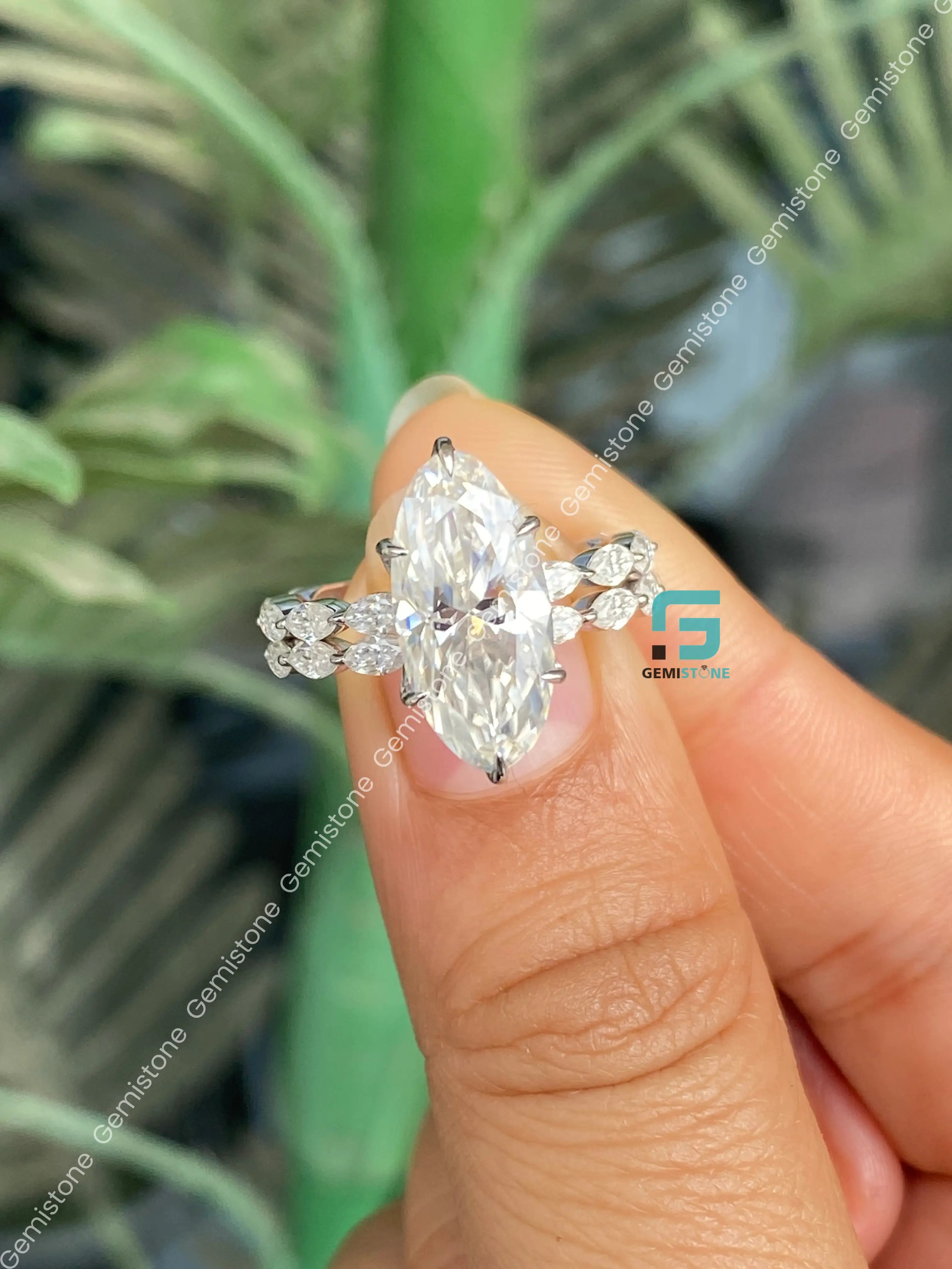 5CT Moissanite Wedding Moval Bubble Band Ring For Women