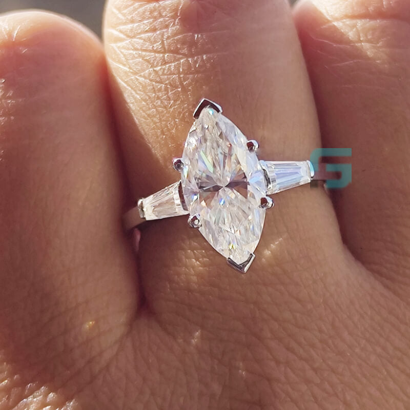 Moissanite Three Stone Engagement Rings