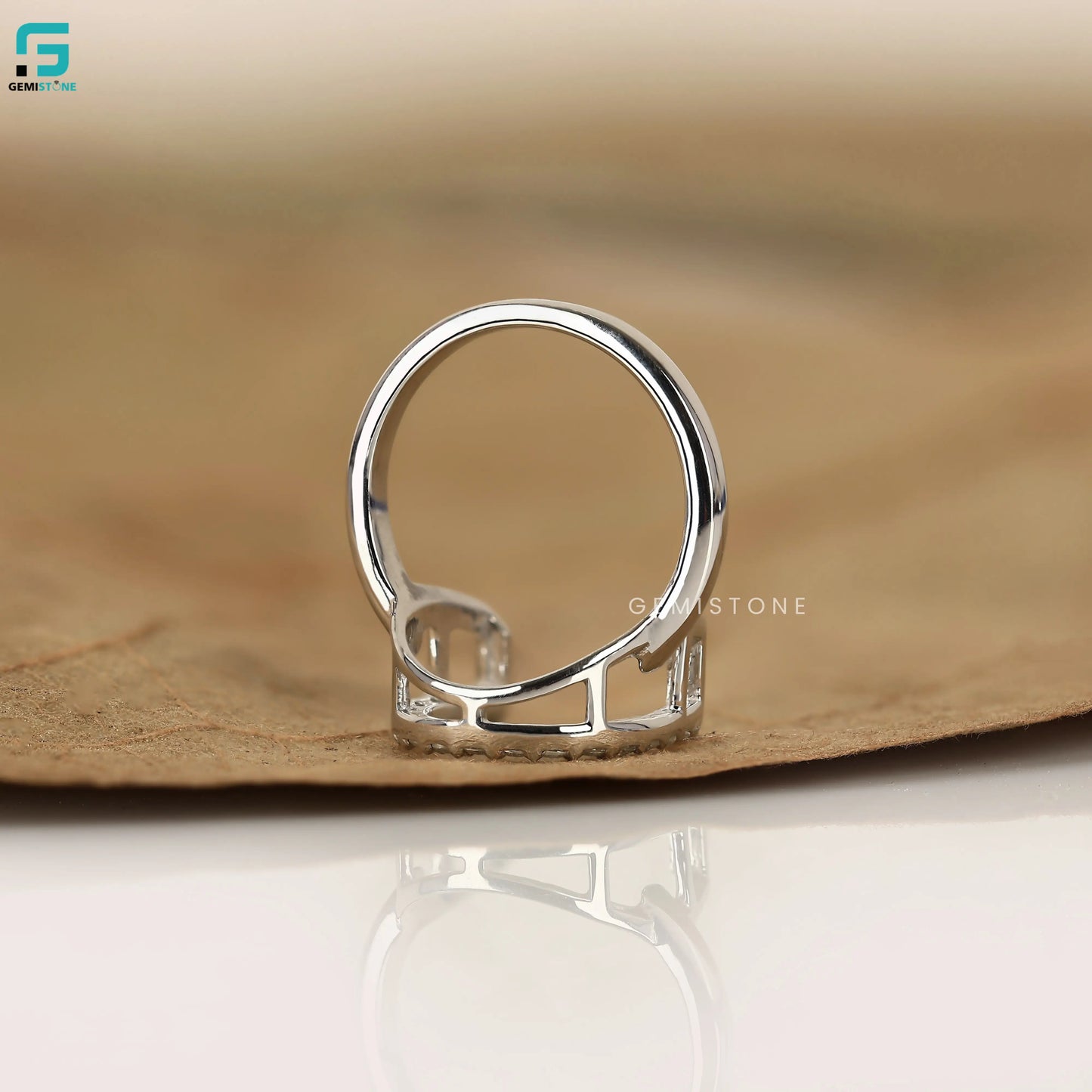 0.30CT Good Luck Charm U Shape Statement Lab Diamond Round Ring For Women