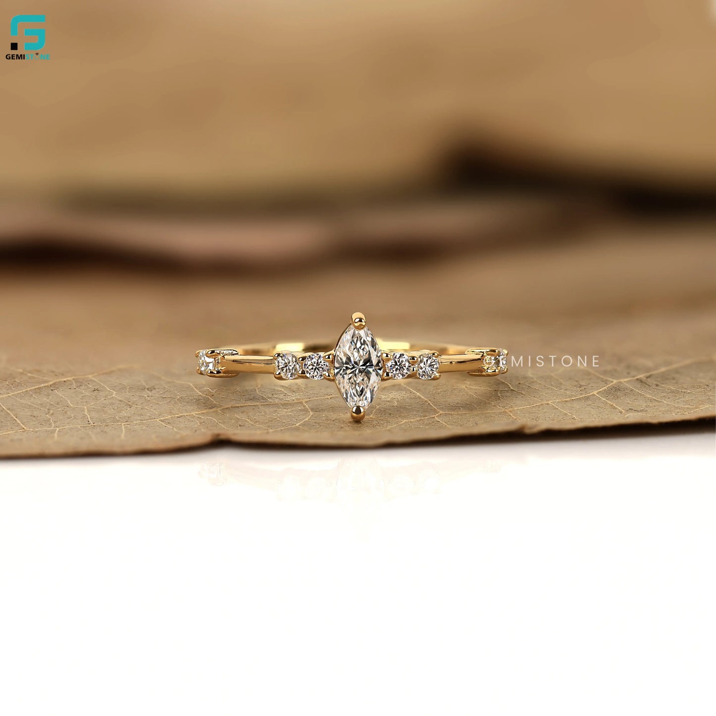 0.30CT Marquise Lab Diamond Distance Pave Ring 